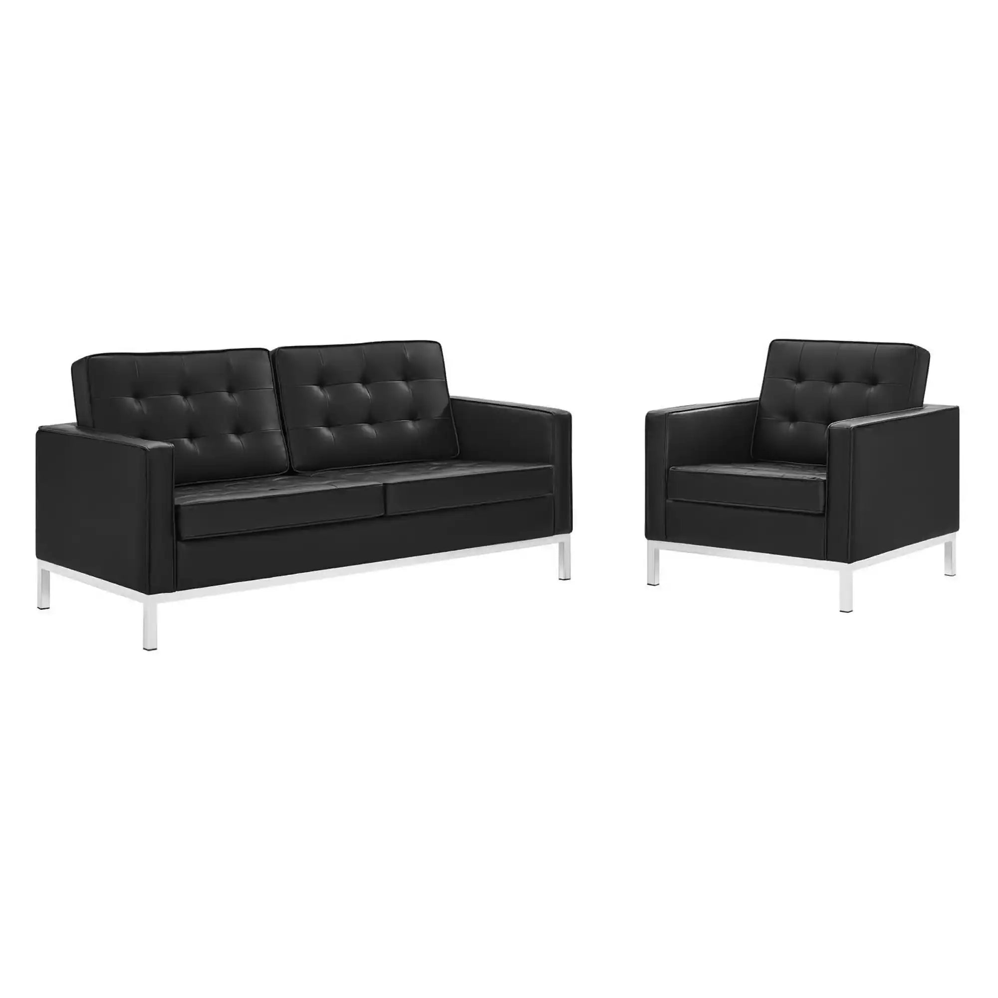 Loft Tufted Upholstered Faux Leather Loveseat and Armchair Set by Modway - Best Buy Furniture