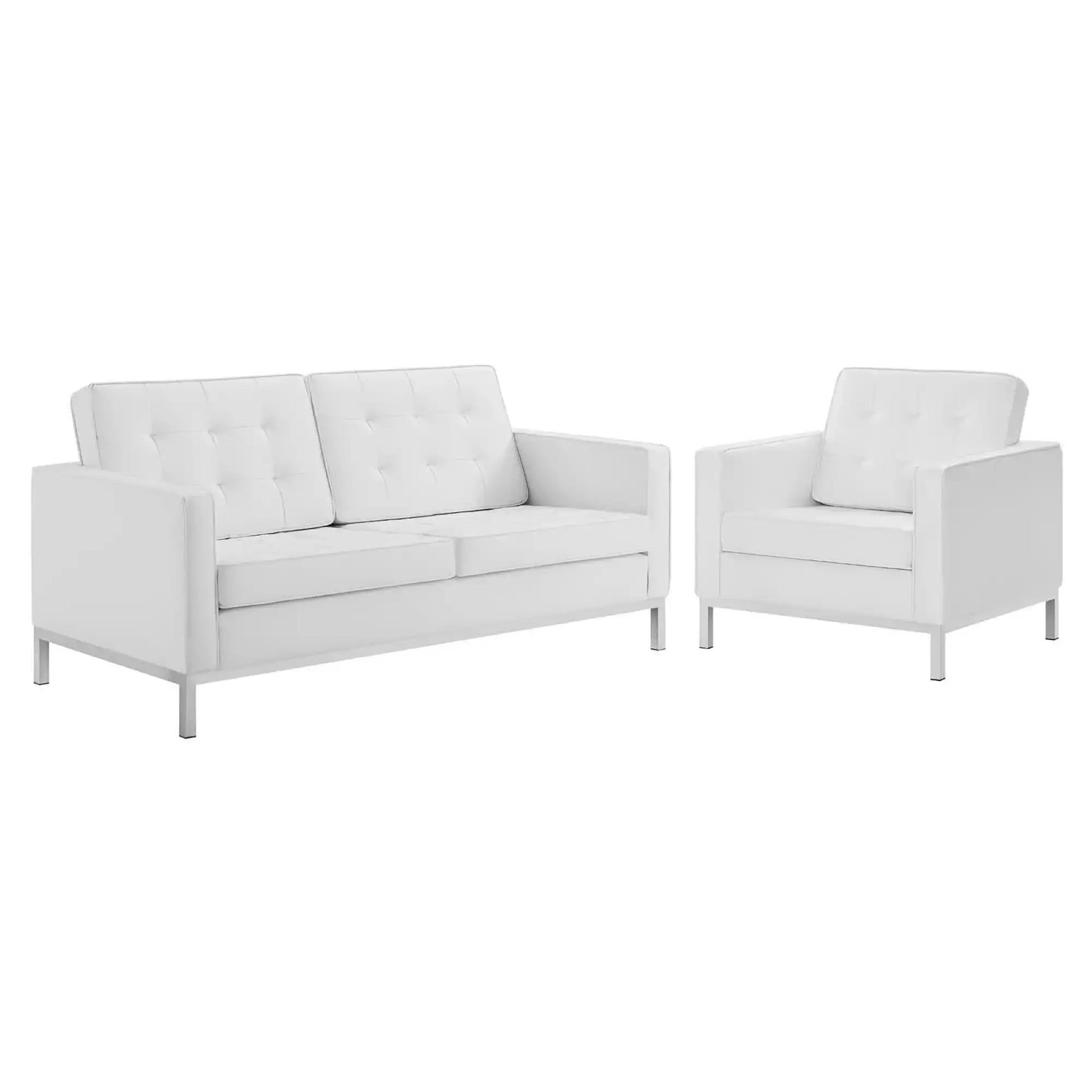 Loft Tufted Upholstered Faux Leather Loveseat and Armchair Set by Modway - Best Buy Furniture