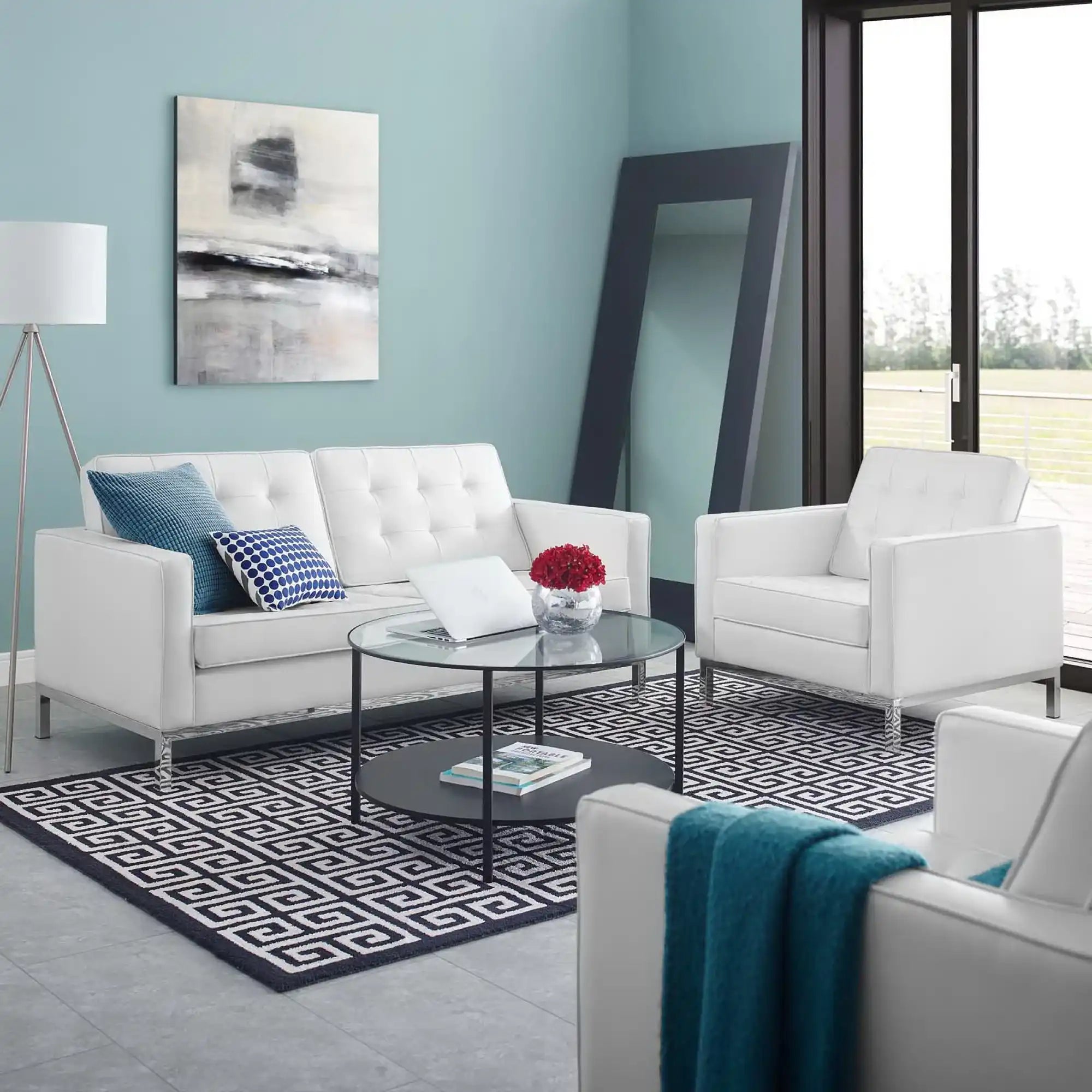 Loft Tufted Upholstered Faux Leather Loveseat and Armchair Set by Modway - Best Buy Furniture