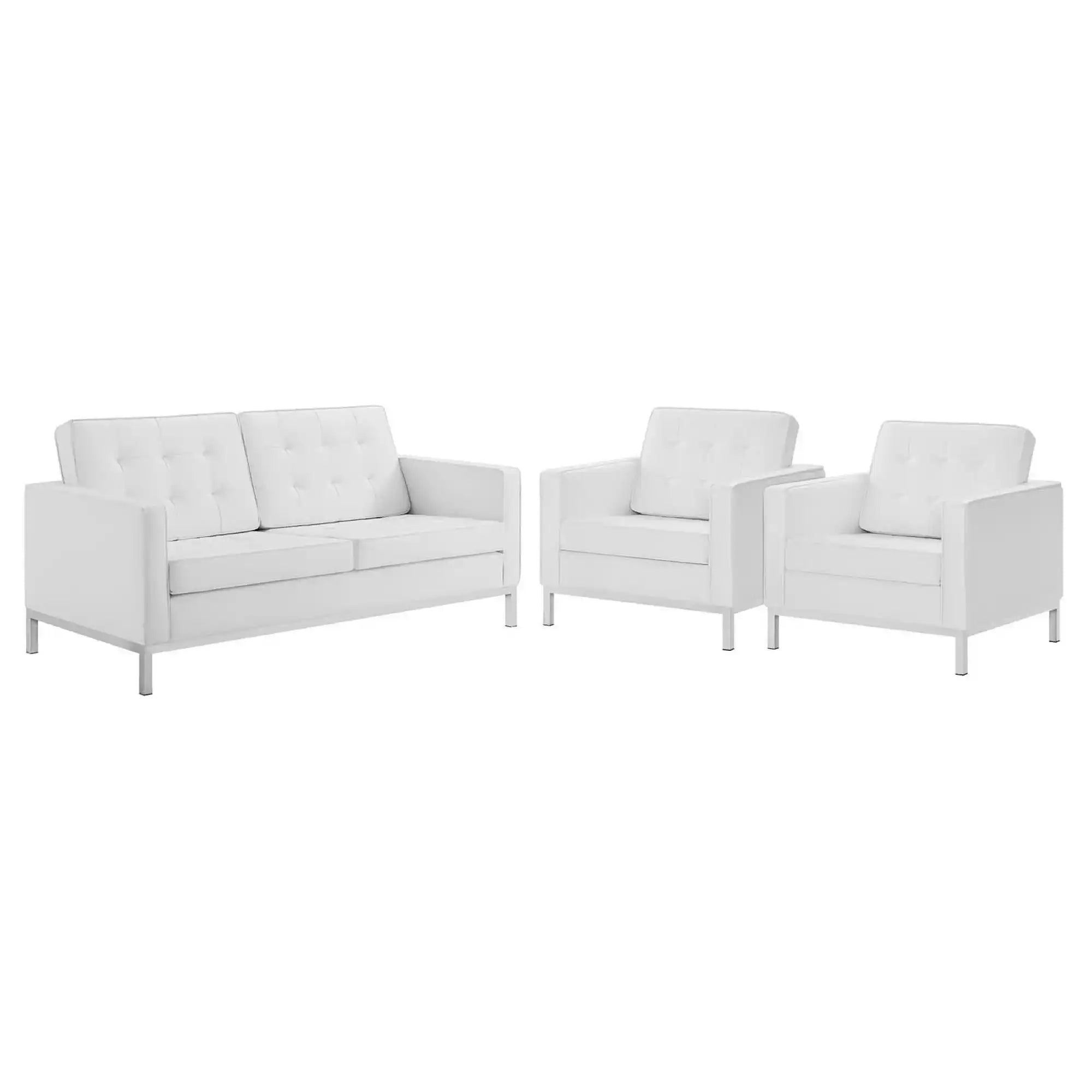 Loft 3 Piece Tufted Upholstered Faux Leather Set by Modway - Best Buy Furniture