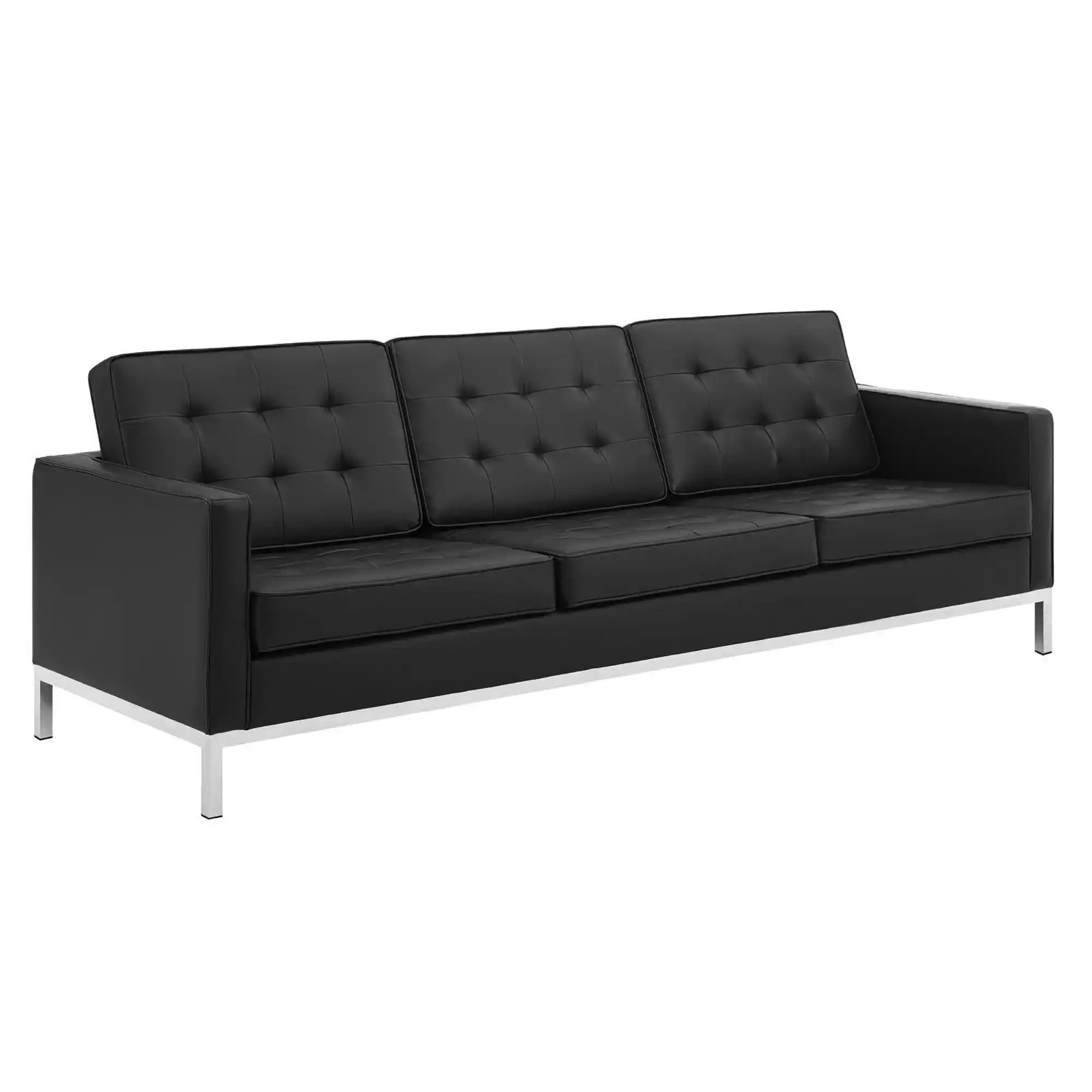 Loft Tufted Upholstered Faux Leather Sofa and Armchair Set by Modway - Best Buy Furniture