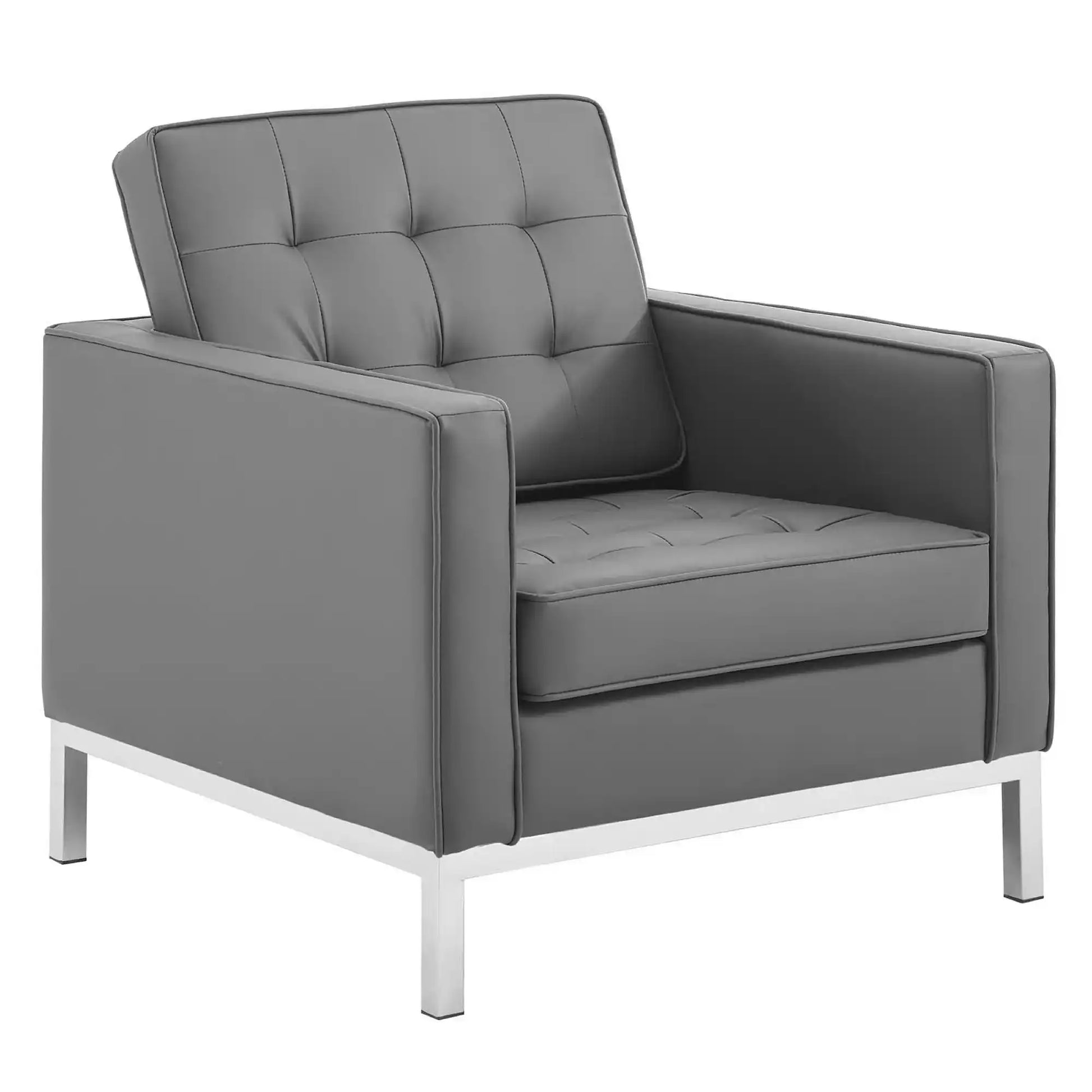Loft Tufted Upholstered Faux Leather Sofa and Armchair Set by Modway - Best Buy Furniture