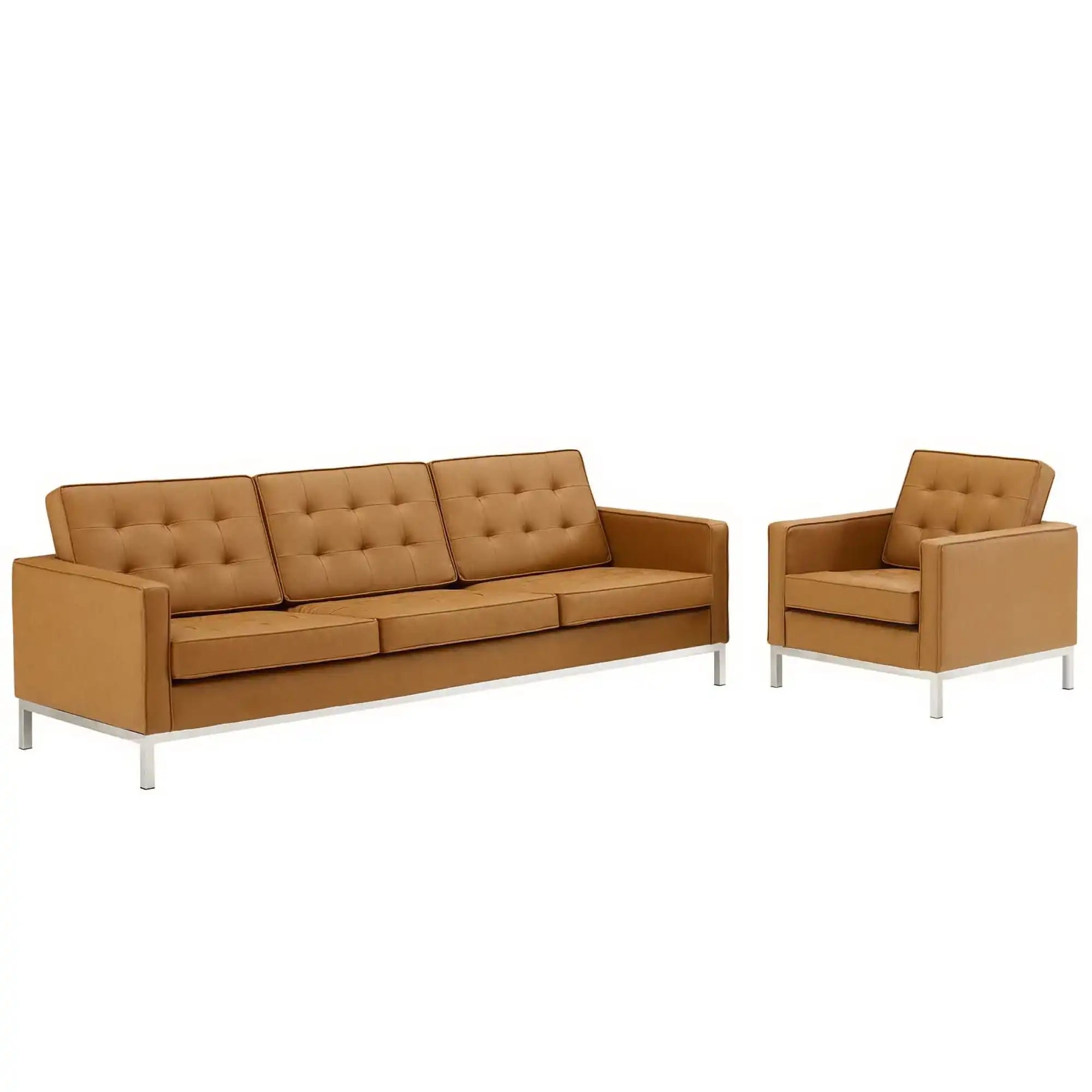Loft Tufted Upholstered Faux Leather Sofa and Armchair Set by Modway - Best Buy Furniture