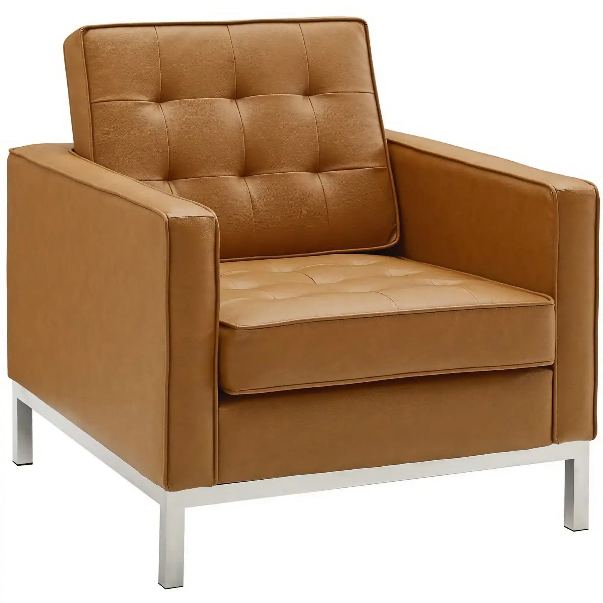 Loft Tufted Upholstered Faux Leather Sofa and Armchair Set by Modway - Best Buy Furniture
