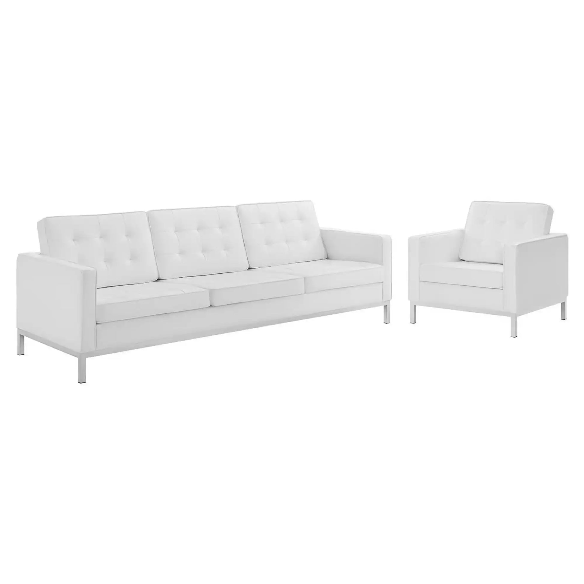 Loft Tufted Upholstered Faux Leather Sofa and Armchair Set by Modway - Best Buy Furniture