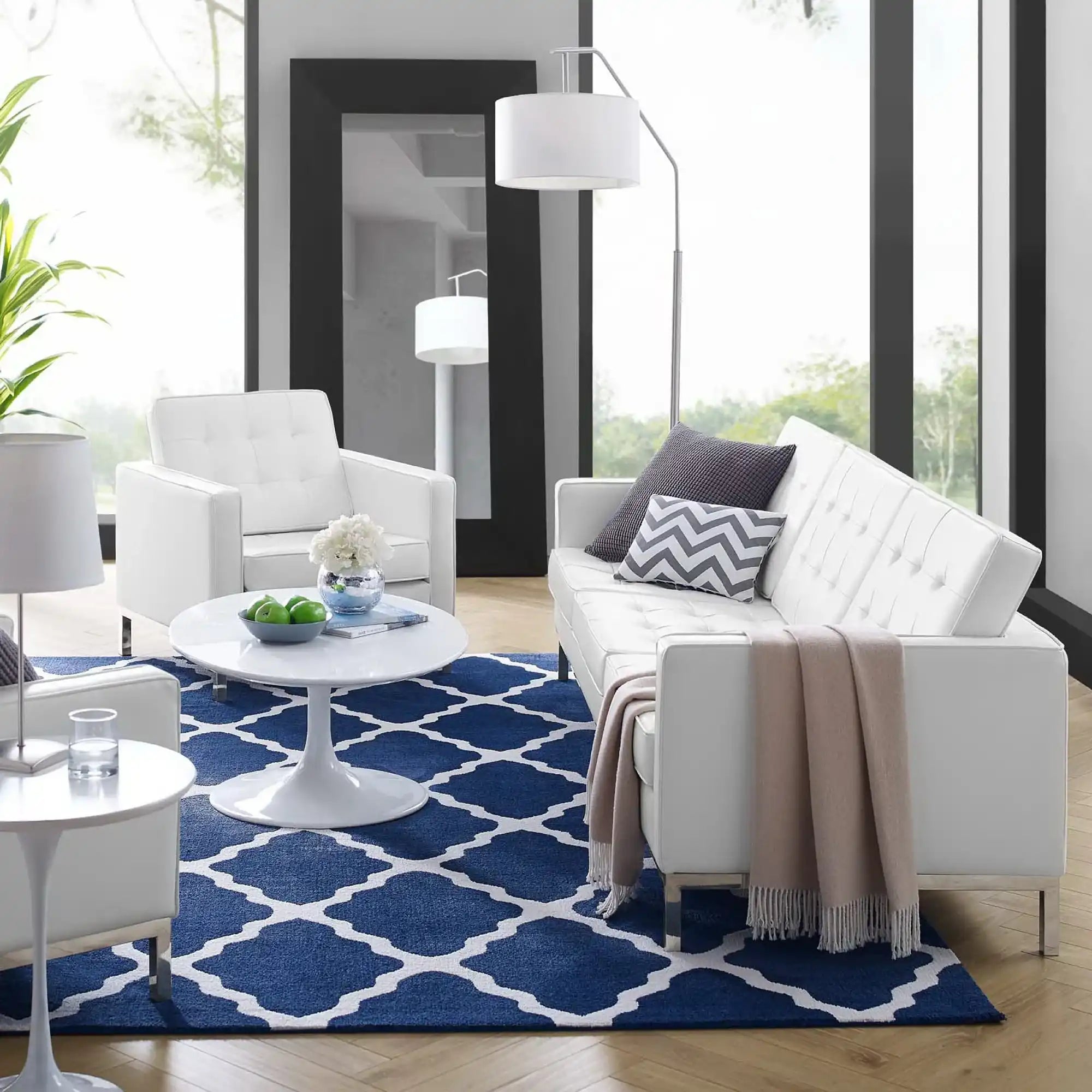 Loft Tufted Upholstered Faux Leather Sofa and Armchair Set by Modway - Best Buy Furniture