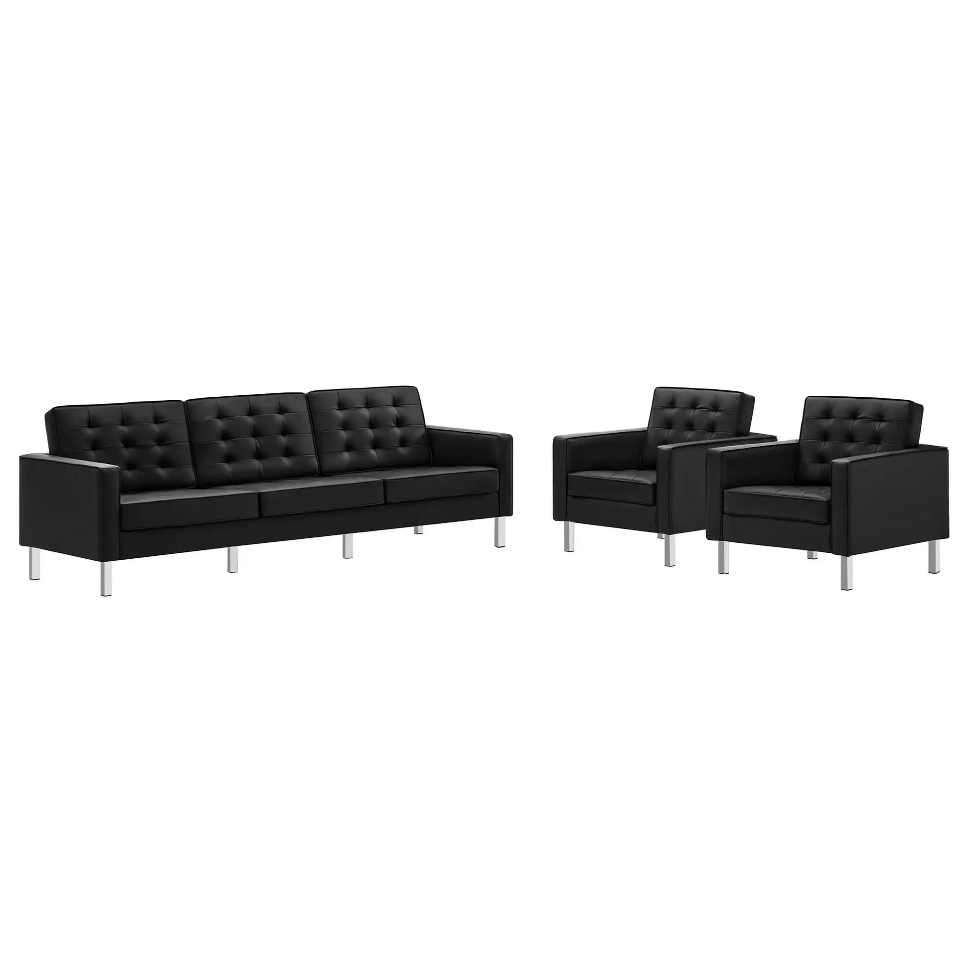 Loft 3-Piece Tufted Vegan Leather Furniture Set by Modway - Best Buy Furniture