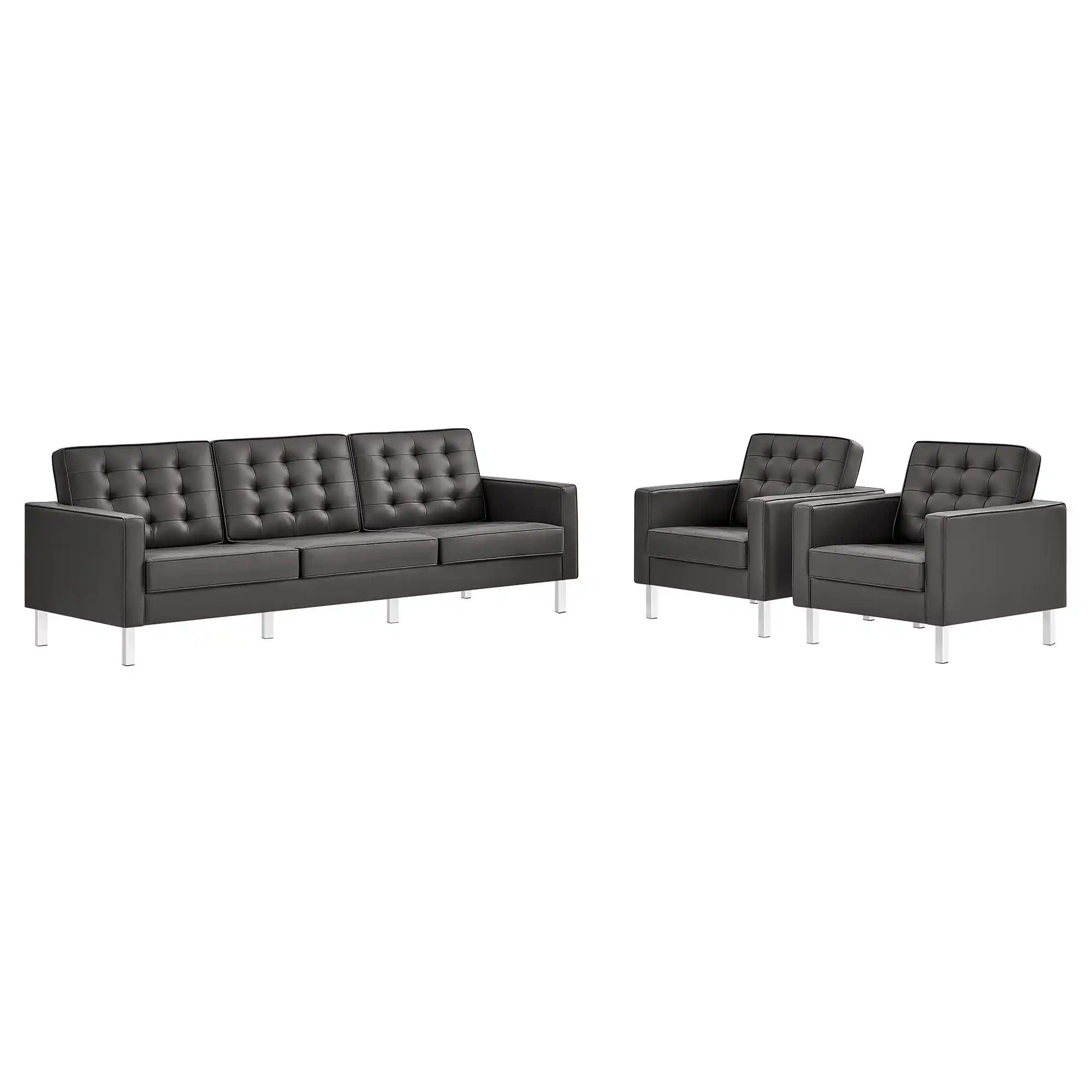 Loft 3-Piece Tufted Vegan Leather Furniture Set by Modway - Best Buy Furniture
