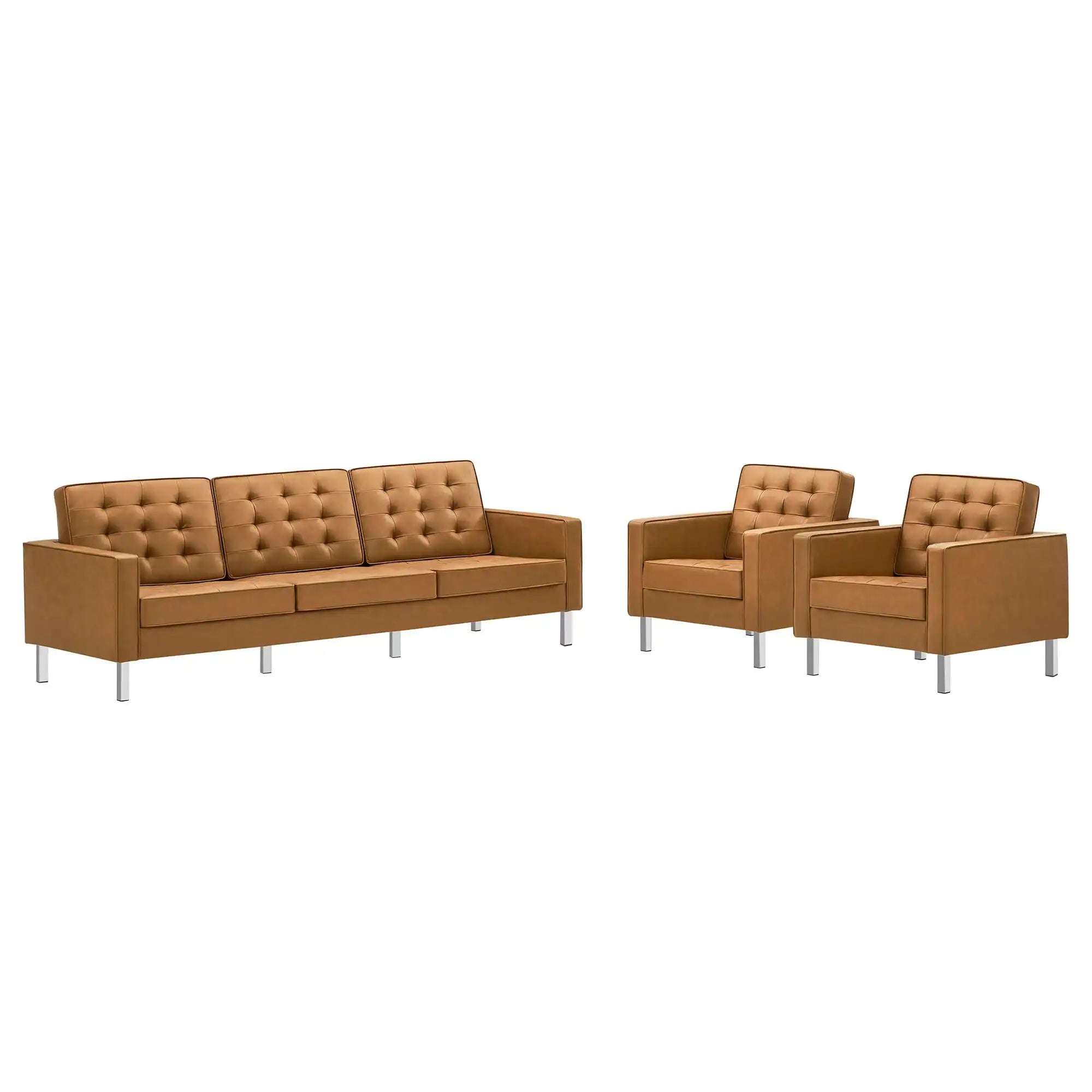 Loft 3-Piece Tufted Vegan Leather Furniture Set by Modway - Best Buy Furniture