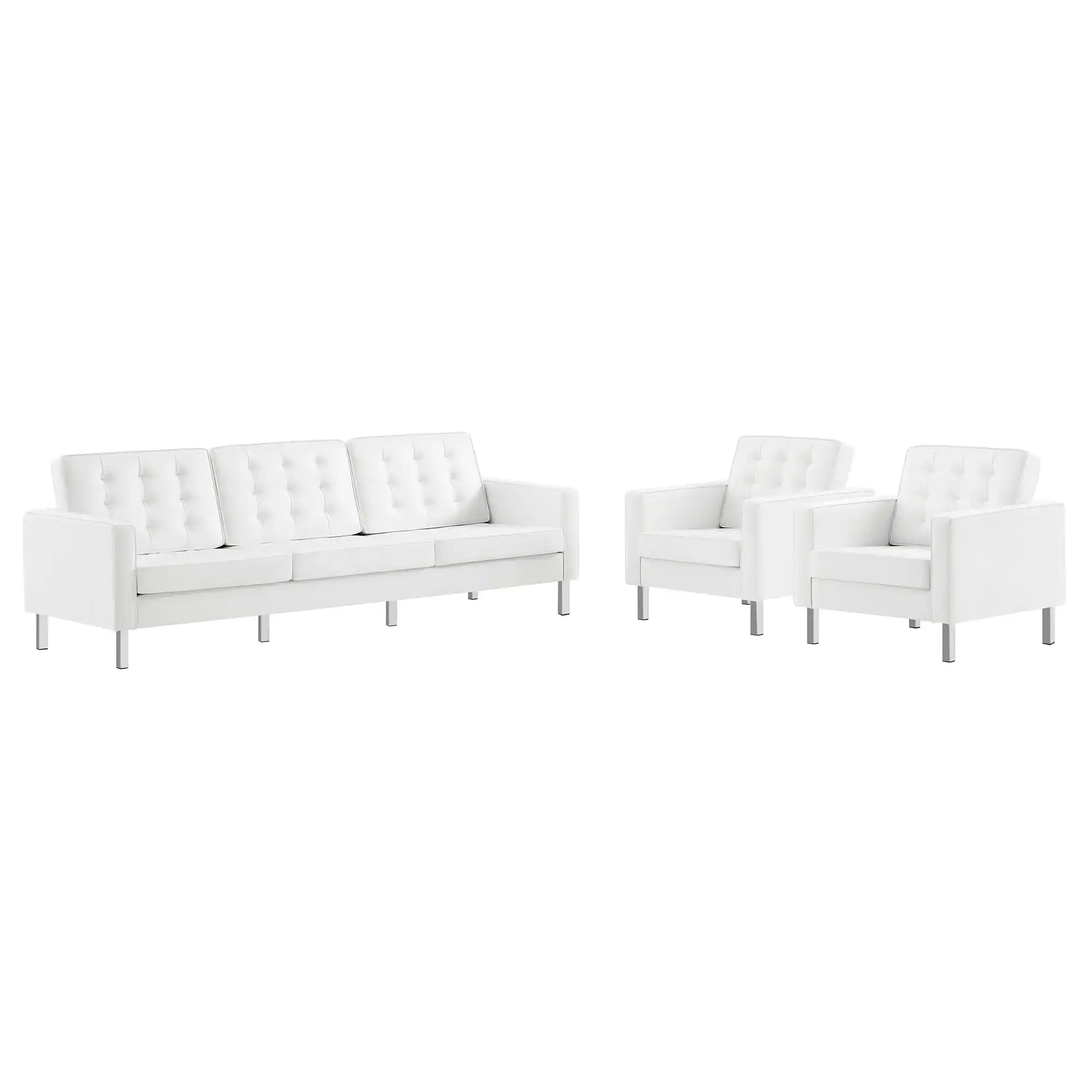 Loft 3-Piece Tufted Vegan Leather Furniture Set by Modway - Best Buy Furniture