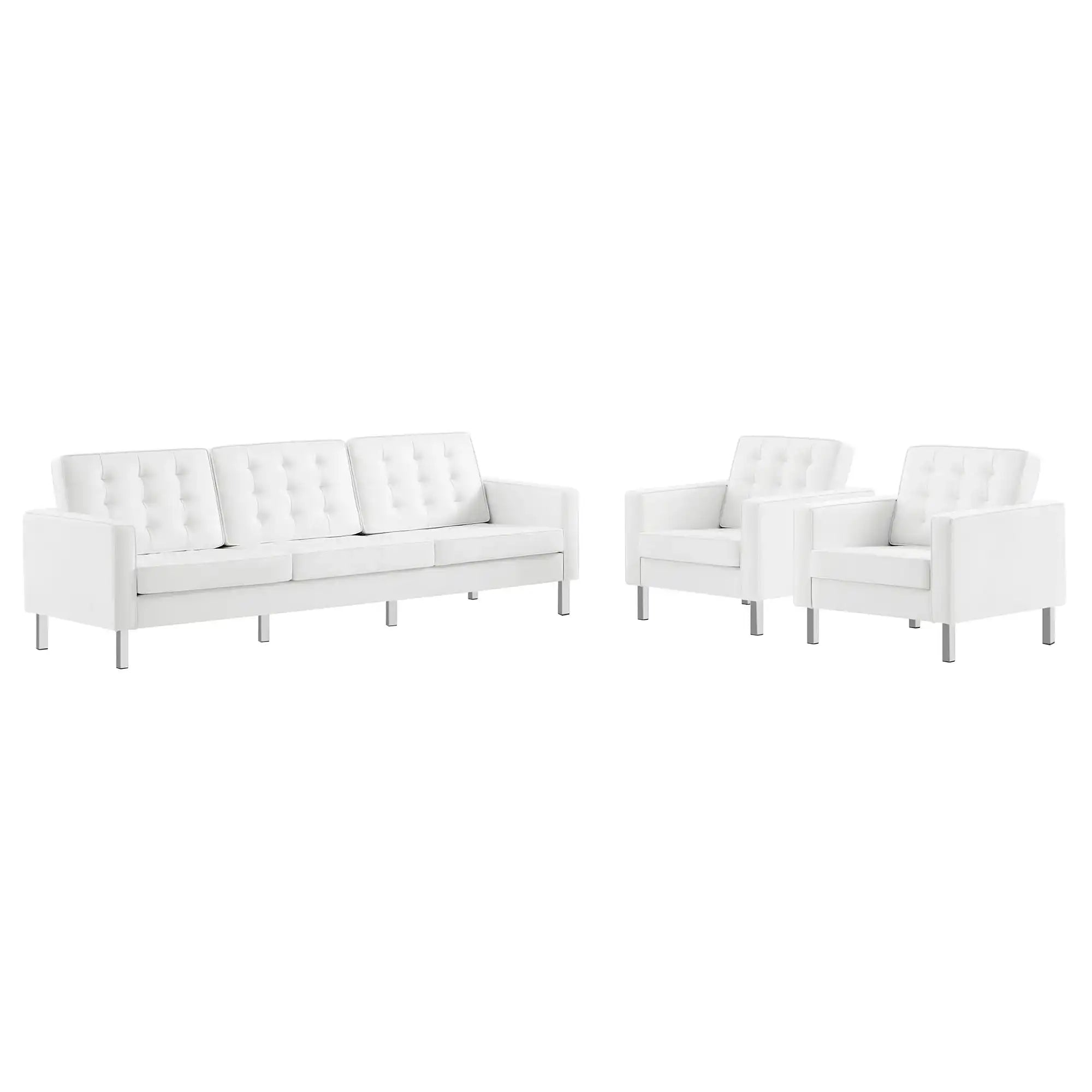 Loft 3-Piece Tufted Vegan Leather Furniture Set by Modway - Best Buy Furniture