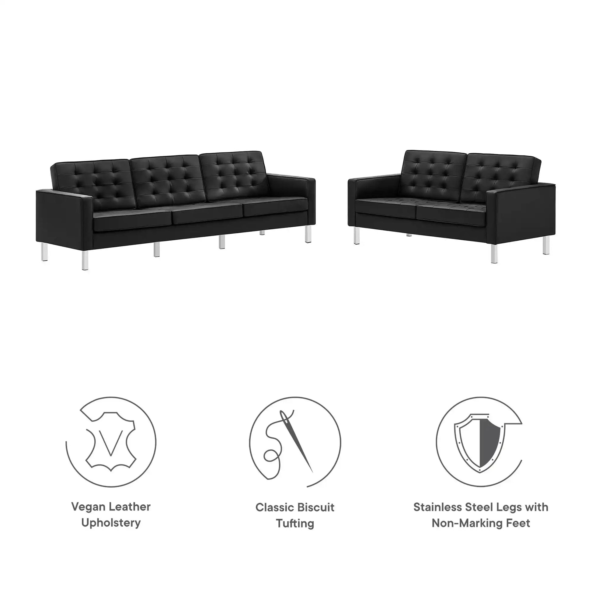Loft 2-Piece Tufted Vegan Leather Furniture Set by Modway - Best Buy Furniture