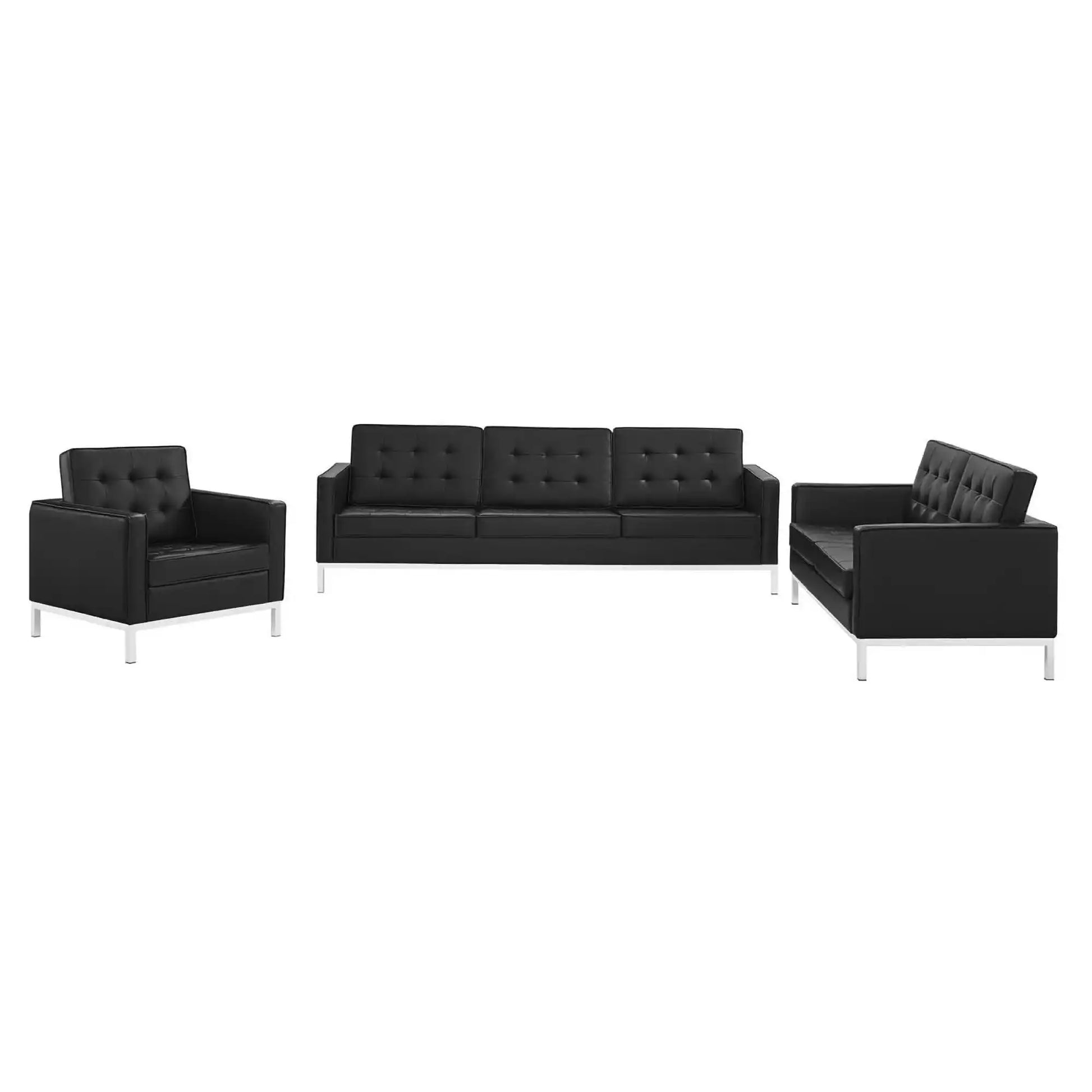 Loft 3 Piece Tufted Upholstered Faux Leather Set by Modway - Best Buy Furniture