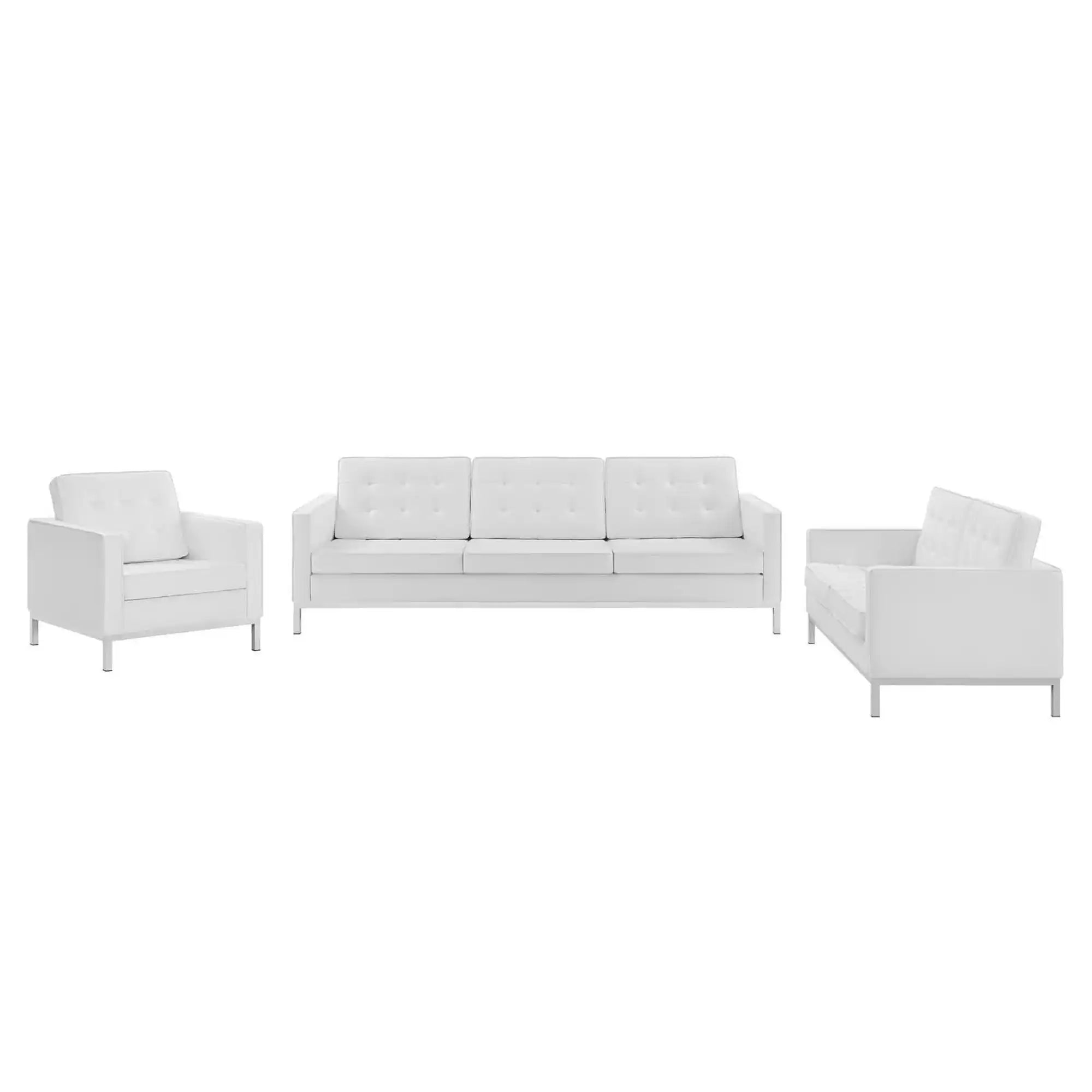 Loft 3 Piece Tufted Upholstered Faux Leather Set by Modway - Best Buy Furniture