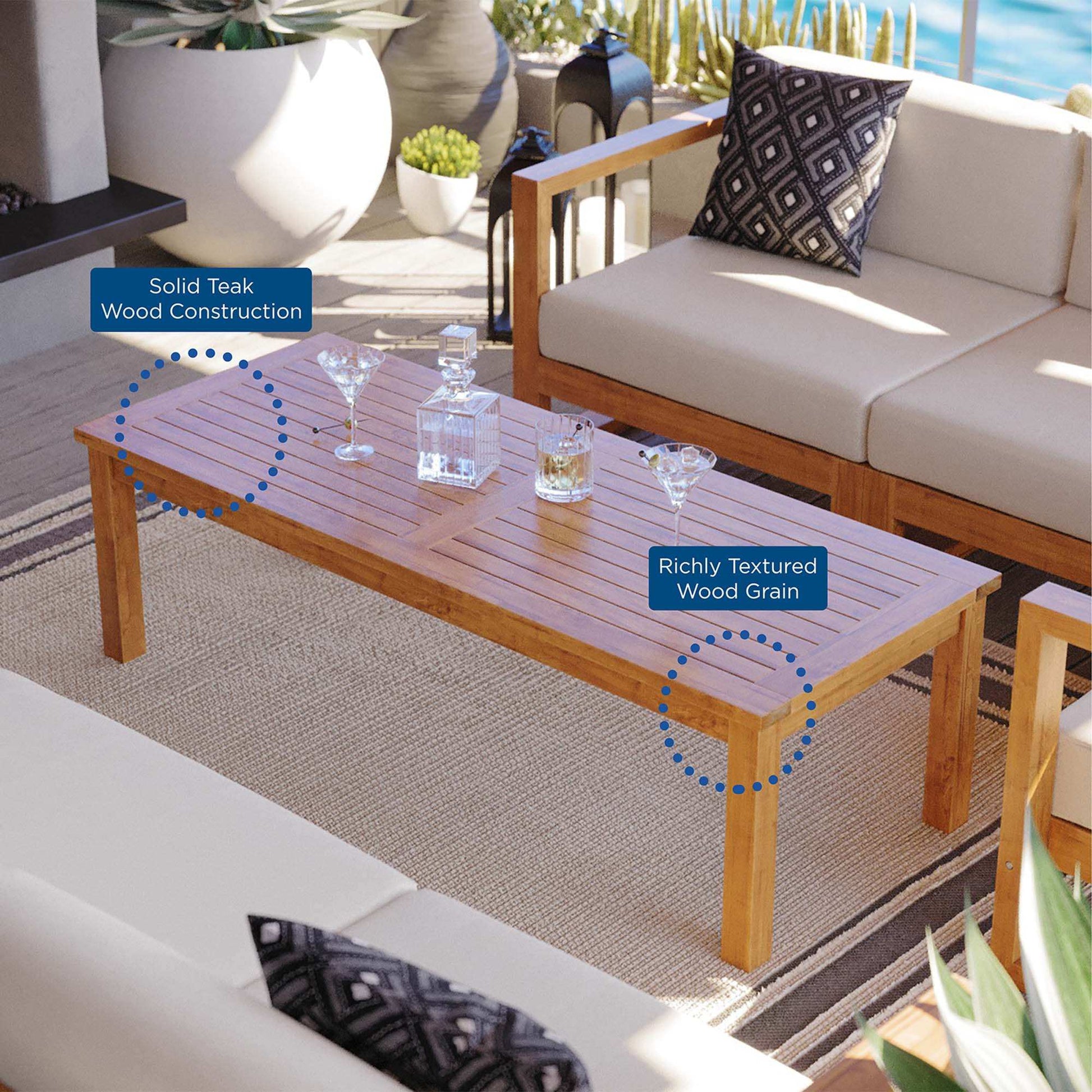Upland Outdoor Patio Teak Wood Coffee Table by Modway - Best Buy Furniture