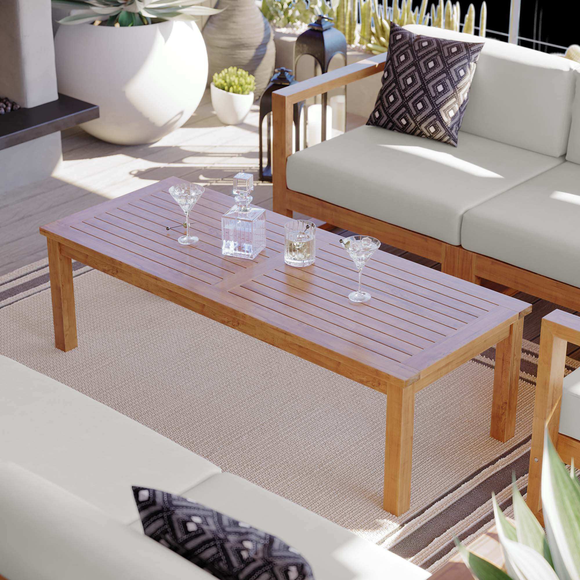 Upland Outdoor Patio Teak Wood Coffee Table by Modway - Best Buy Furniture