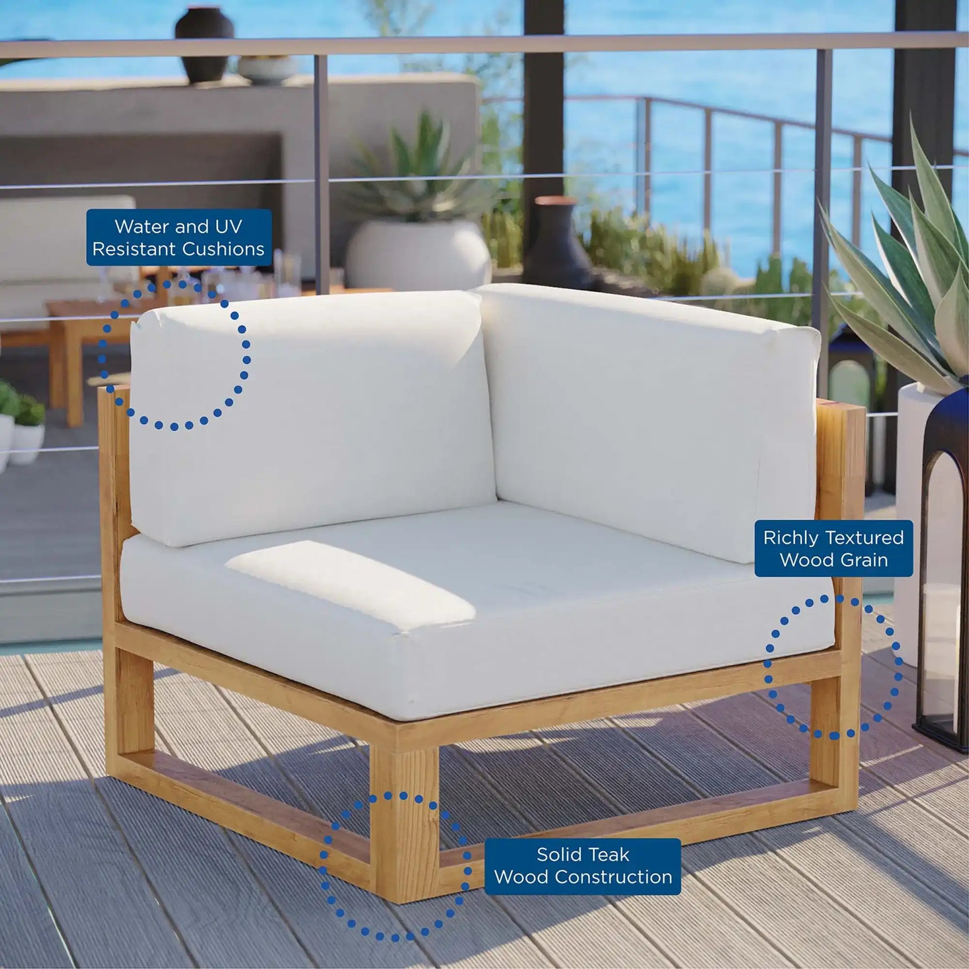 Upland Outdoor Patio Teak Wood Corner Chair by Modway - Best Buy Furniture
