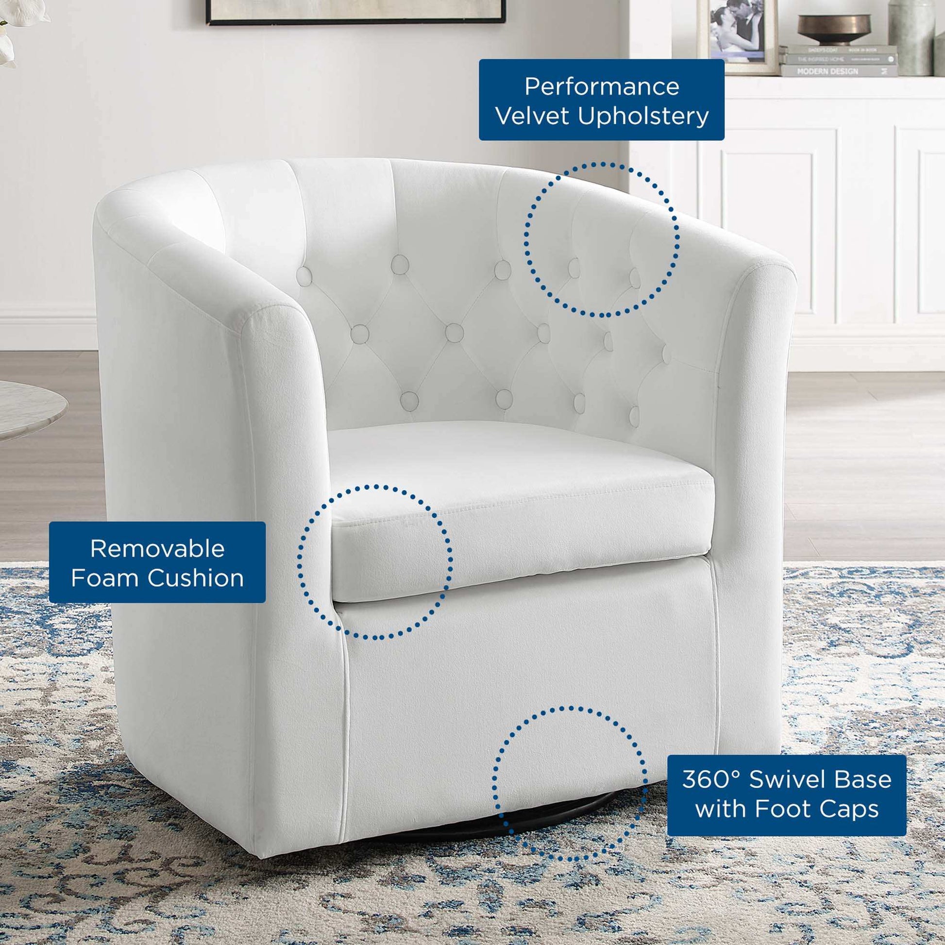 Prospect Tufted Performance Velvet Swivel Armchair by Modway - Best Buy Furniture