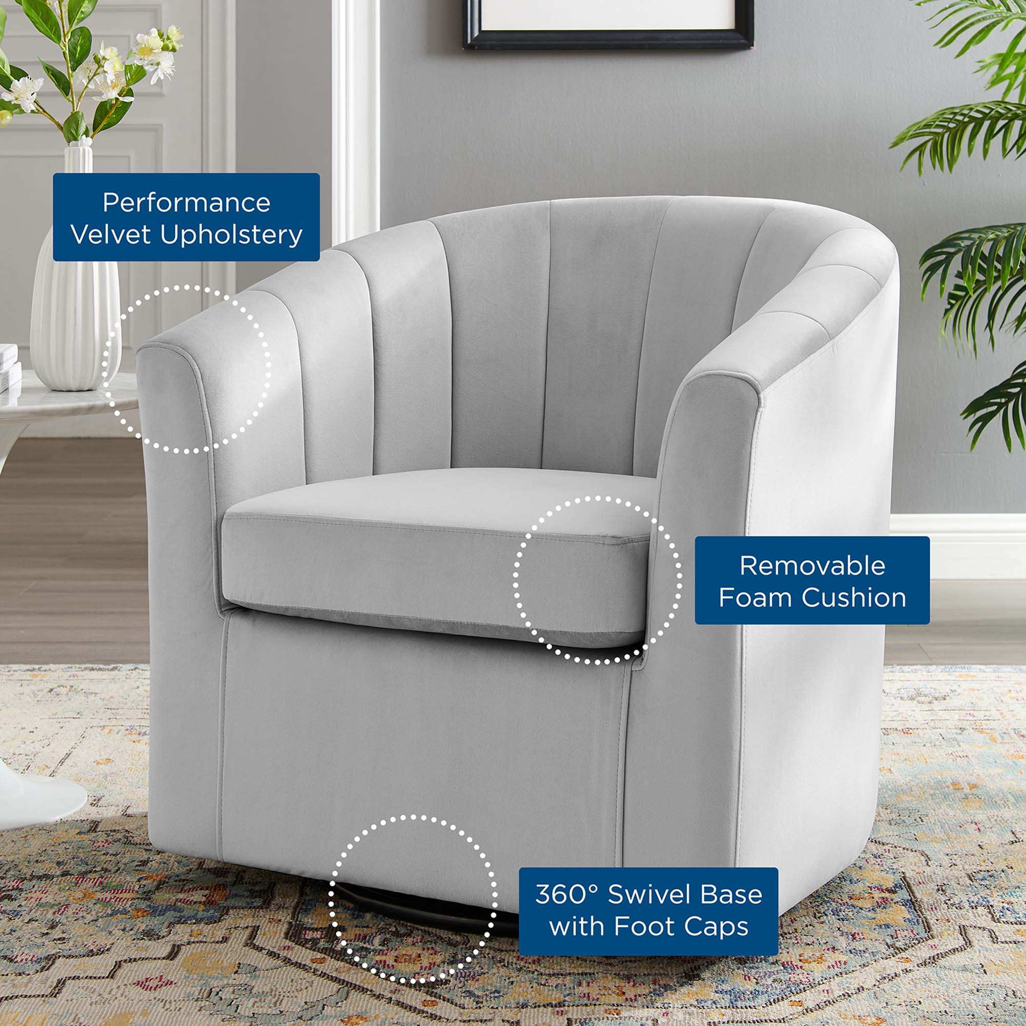 Prospect Performance Velvet Swivel Armchair by Modway - Best Buy Furniture