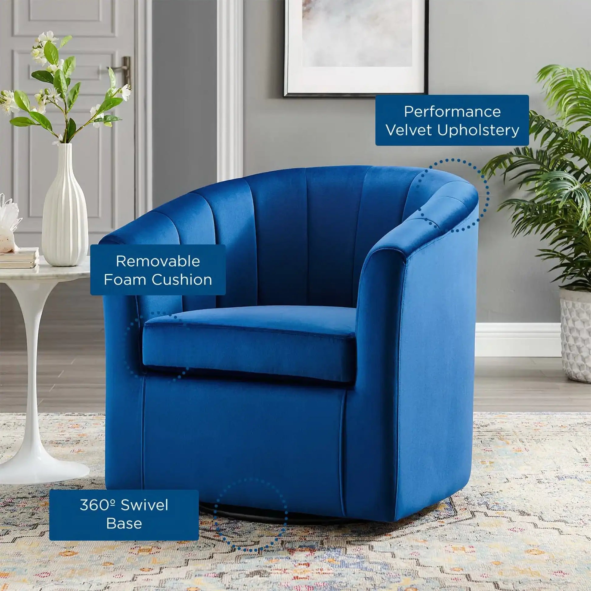 Prospect Performance Velvet Swivel Armchair by Modway - Best Buy Furniture