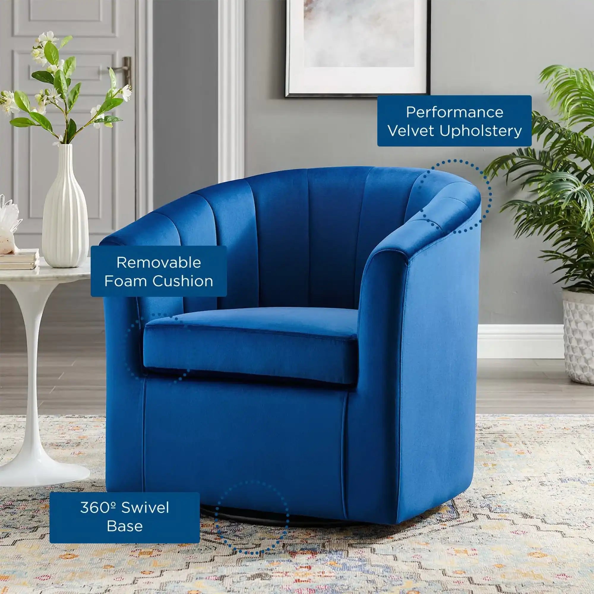 Prospect Performance Velvet Swivel Armchair by Modway - Best Buy Furniture