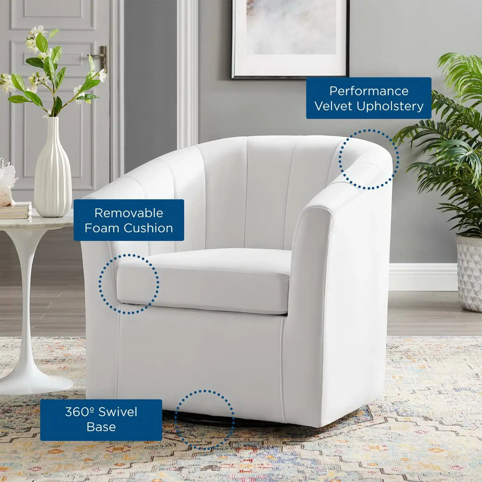 Prospect Performance Velvet Swivel Armchair by Modway - Best Buy Furniture