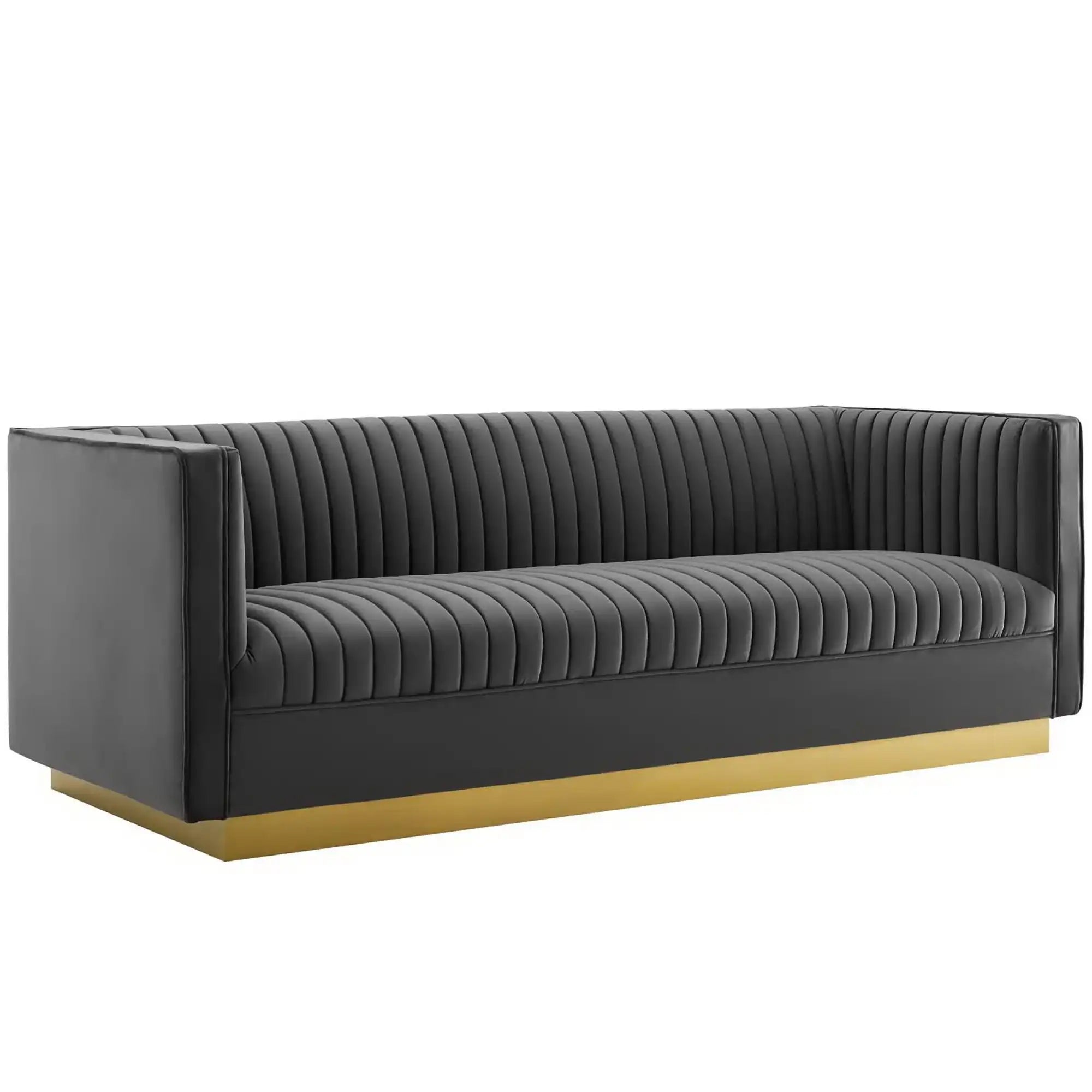 Sanguine 3 Piece Vertical Channel Tufted Upholstered Performance Velvet Set by Modway - Best Buy Furniture