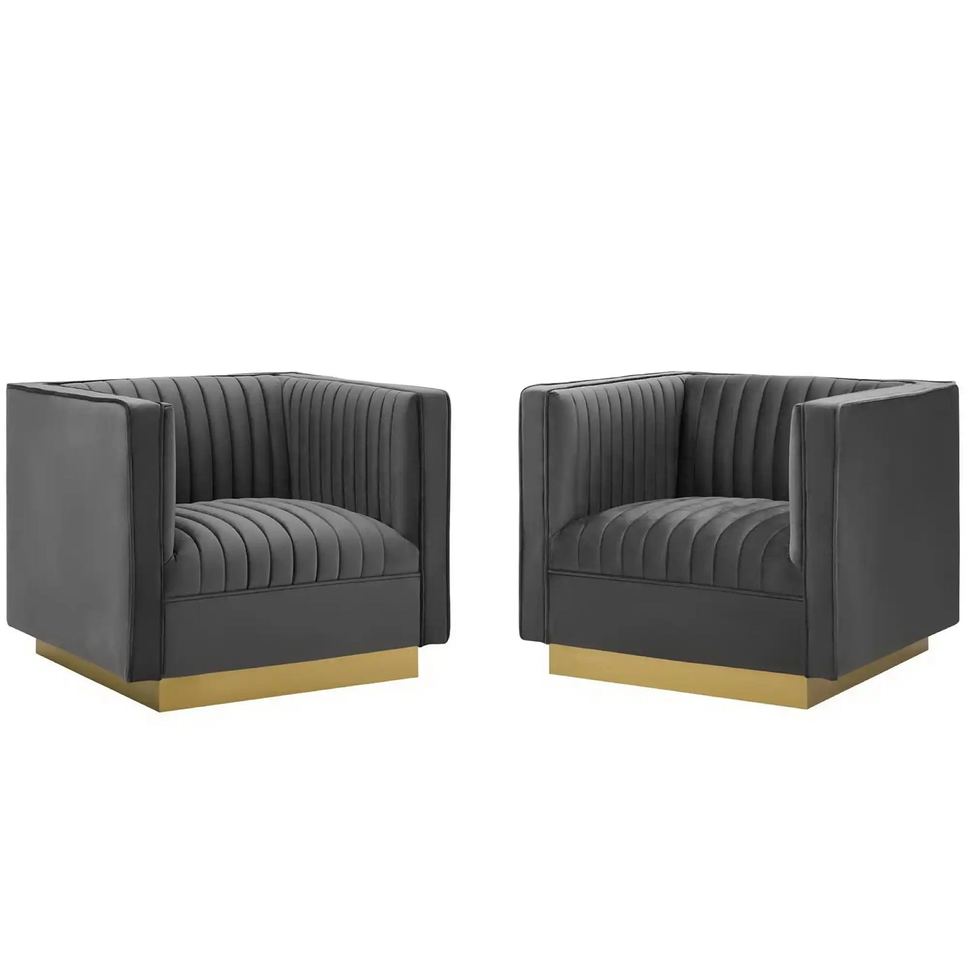 Sanguine Vertical Channel Tufted Upholstered Performance Velvet Armchair Set of 2 by Modway - Best Buy Furniture