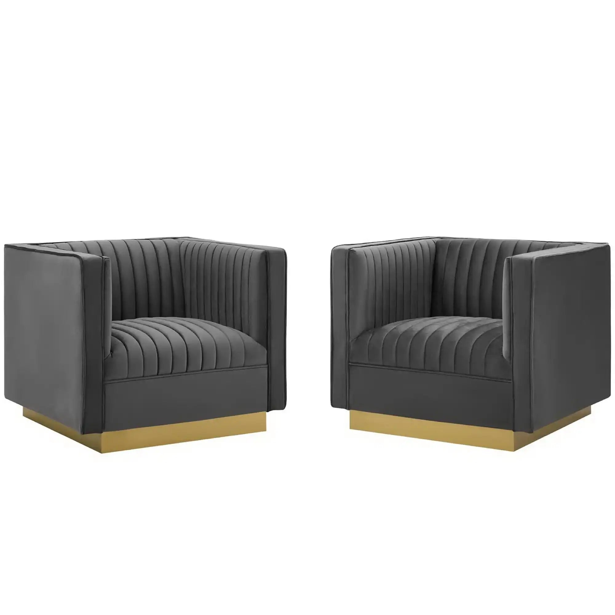 Sanguine Vertical Channel Tufted Upholstered Performance Velvet Armchair Set of 2 by Modway - Best Buy Furniture
