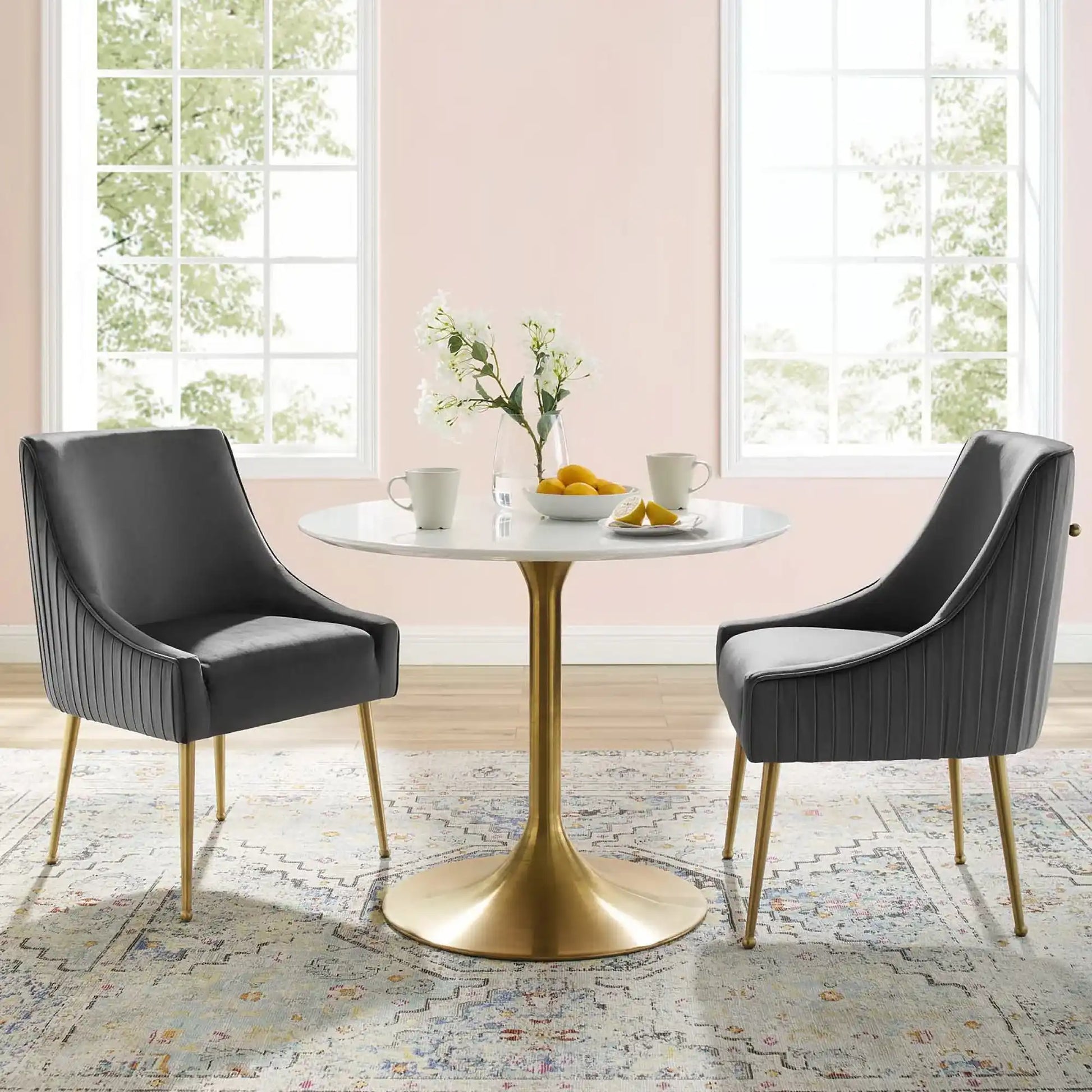 Discern Pleated Back Upholstered Performance Velvet Dining Chair Set of 2 by Modway - Best Buy Furniture