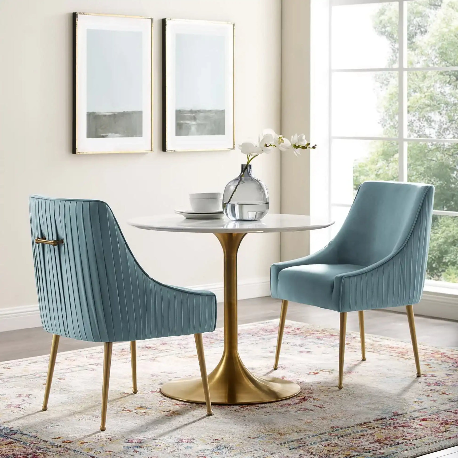 Discern Pleated Back Upholstered Performance Velvet Dining Chair Set of 2 by Modway - Best Buy Furniture
