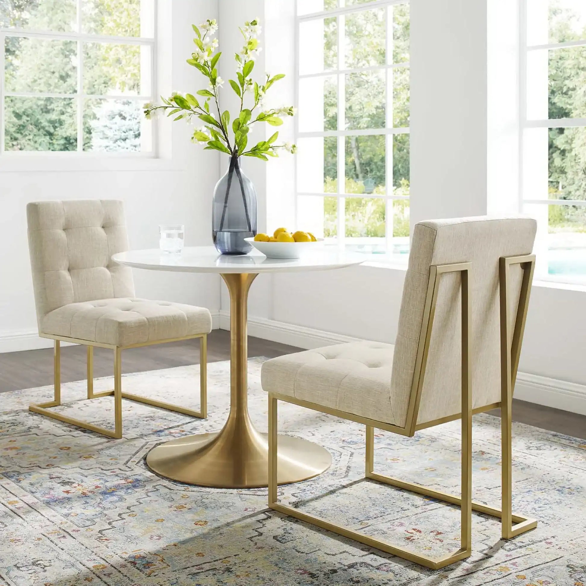 Privy Gold Stainless Steel Upholstered Fabric Dining Accent Chair Set of 2 by Modway - Best Buy Furniture