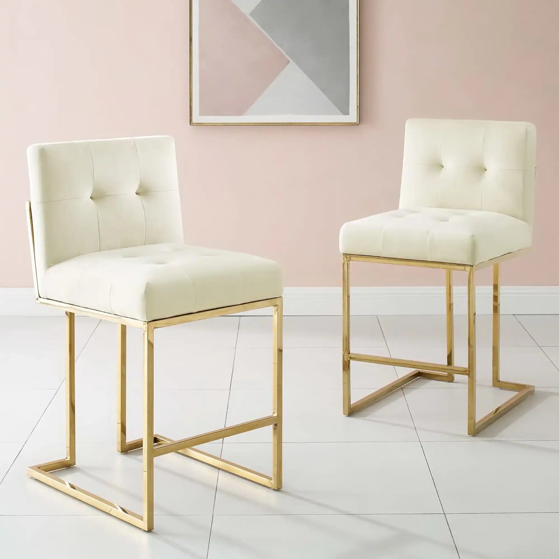 Privy Gold Stainless Steel Performance Velvet Counter Stool Set of 2 by Modway - Best Buy Furniture