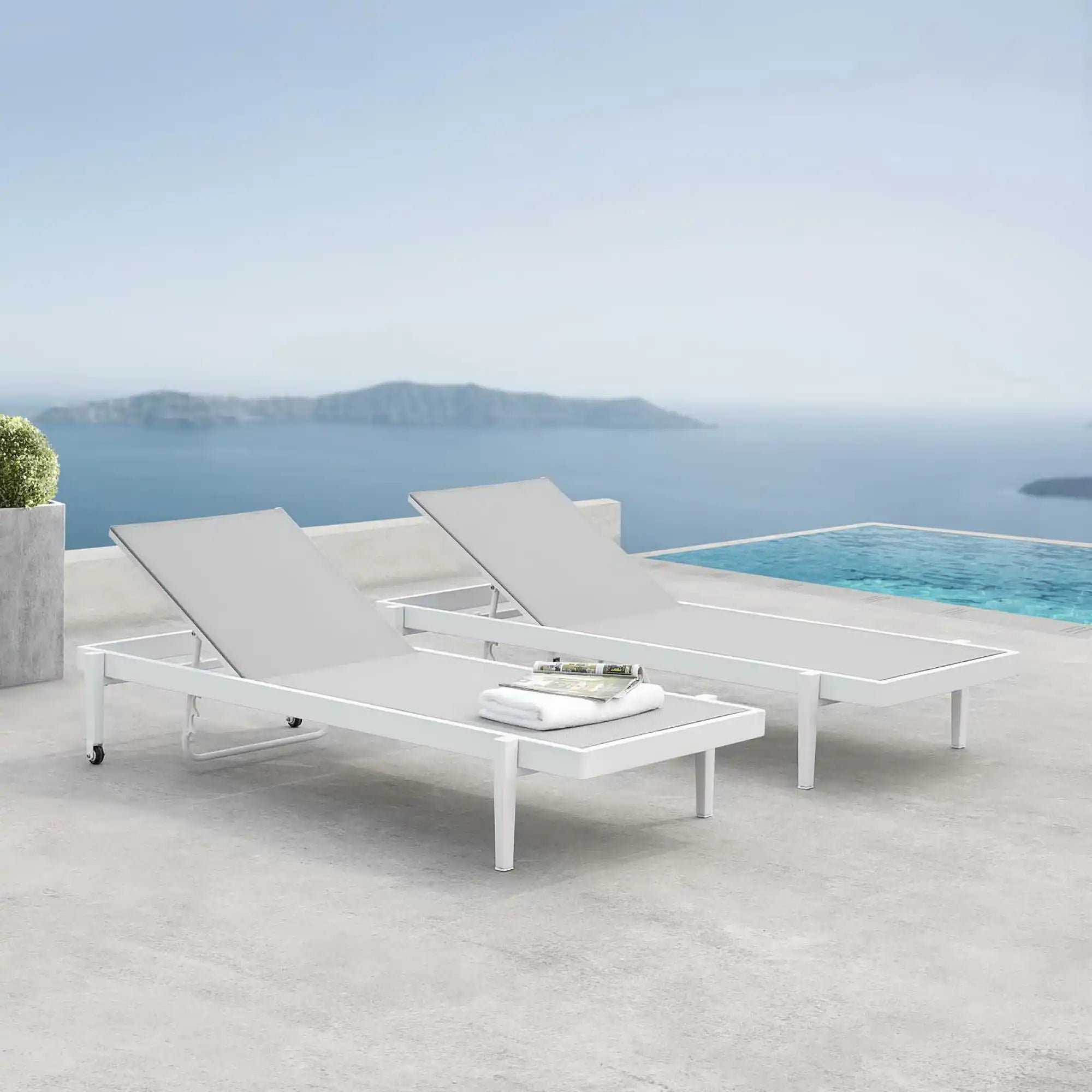 Charleston Outdoor Patio Aluminum Chaise Lounge Chair Set of 2 by Modway - Best Buy Furniture