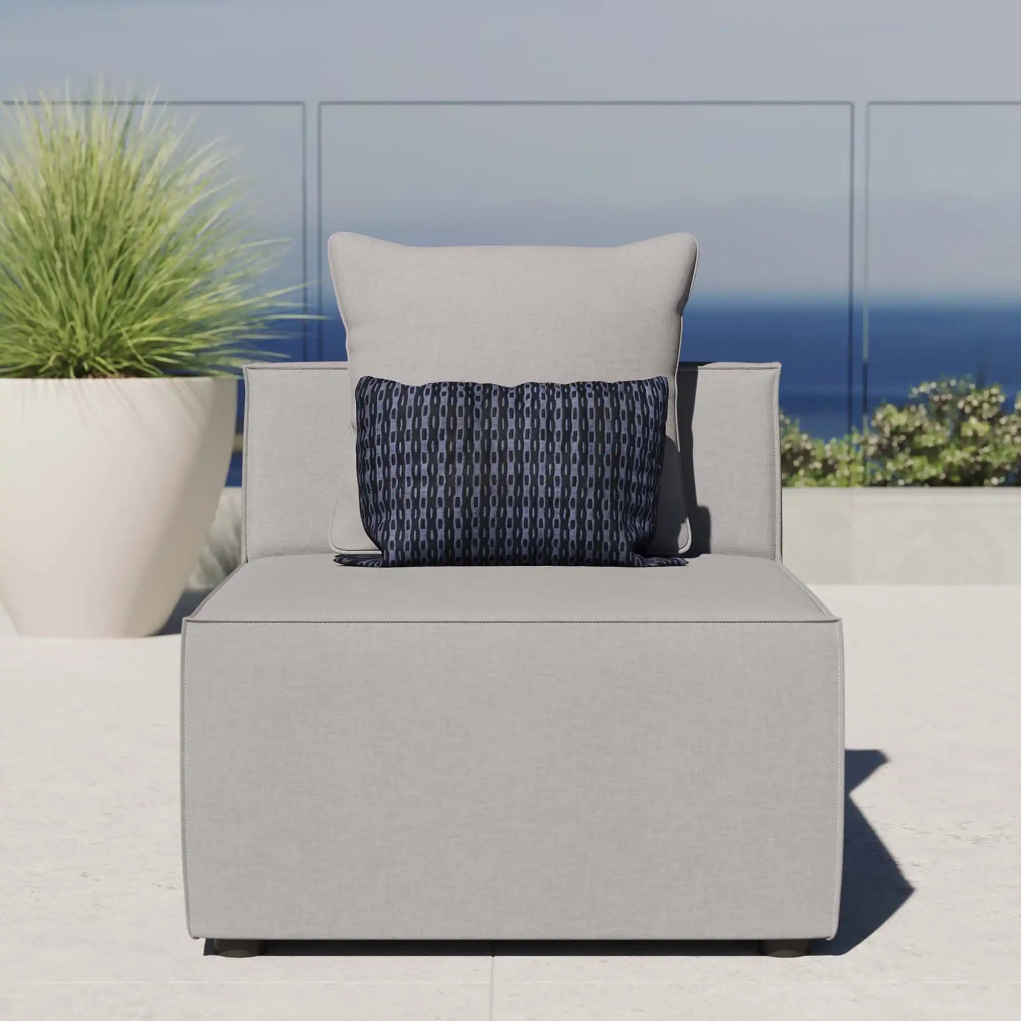 Saybrook Outdoor Patio Upholstered Sectional Sofa Armless Chair by Modway - Best Buy Furniture