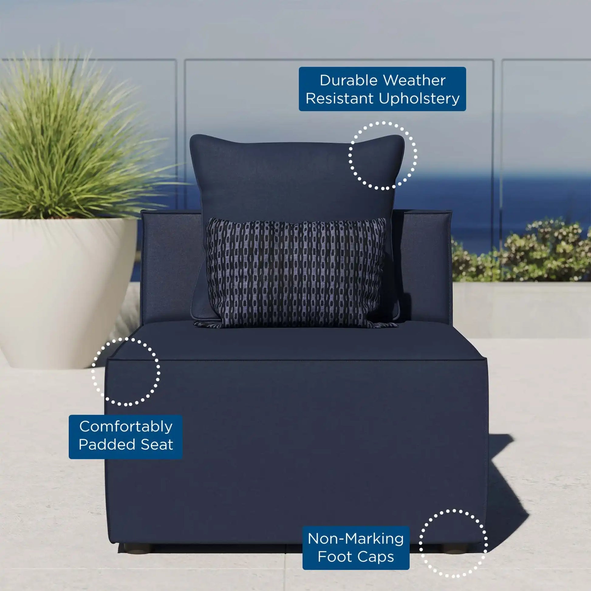 Saybrook Outdoor Patio Upholstered Sectional Sofa Armless Chair by Modway - Best Buy Furniture