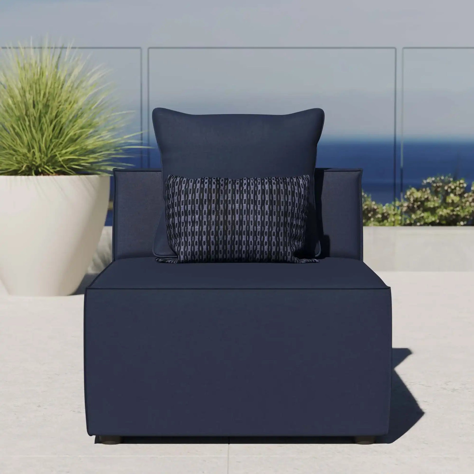 Saybrook Outdoor Patio Upholstered Sectional Sofa Armless Chair by Modway - Best Buy Furniture