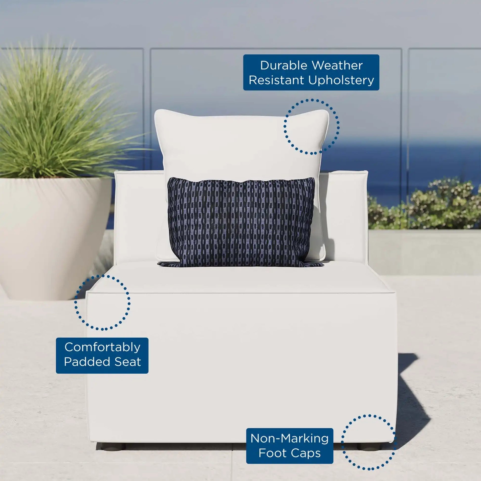 Saybrook Outdoor Patio Upholstered Sectional Sofa Armless Chair by Modway - Best Buy Furniture