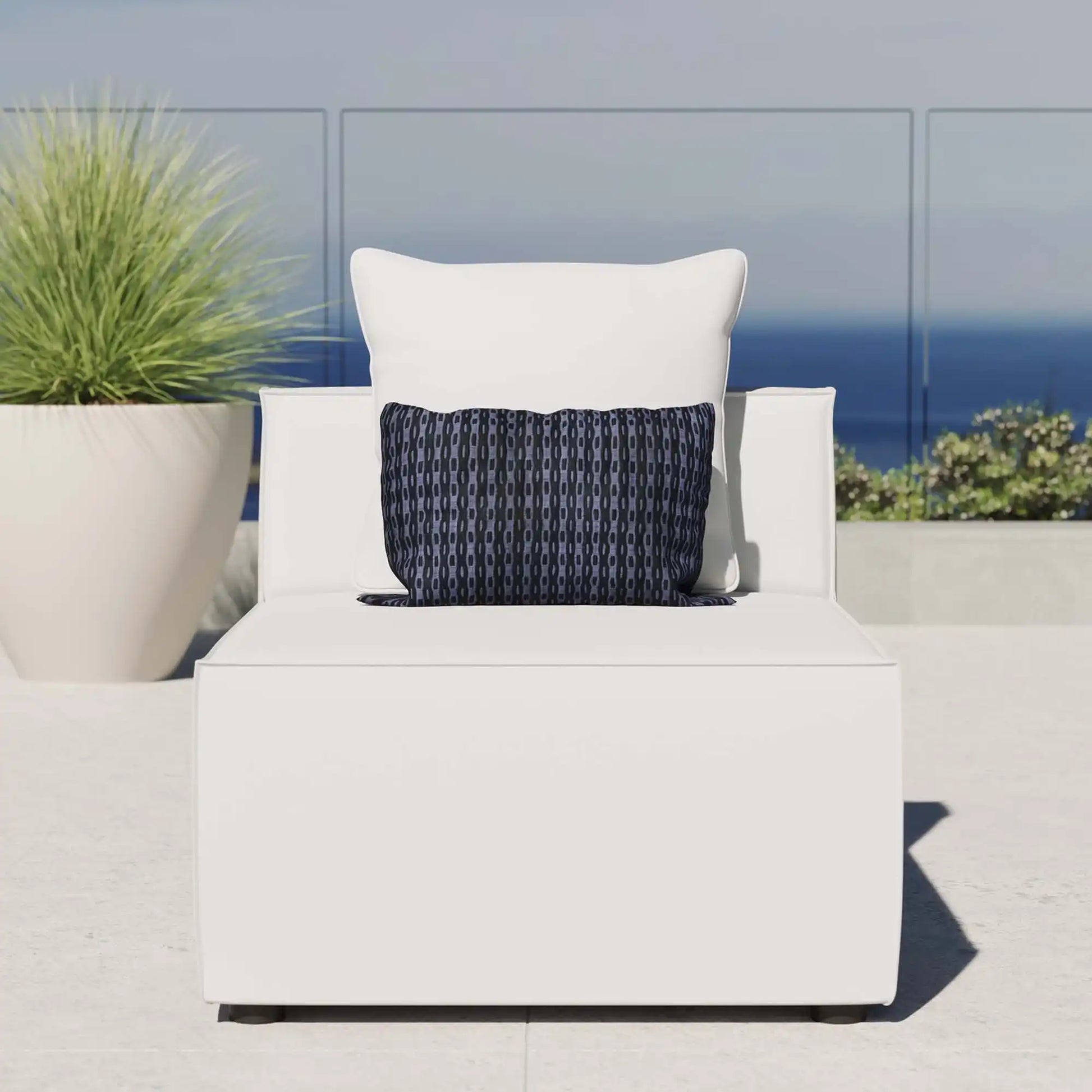 Saybrook Outdoor Patio Upholstered Sectional Sofa Armless Chair by Modway - Best Buy Furniture