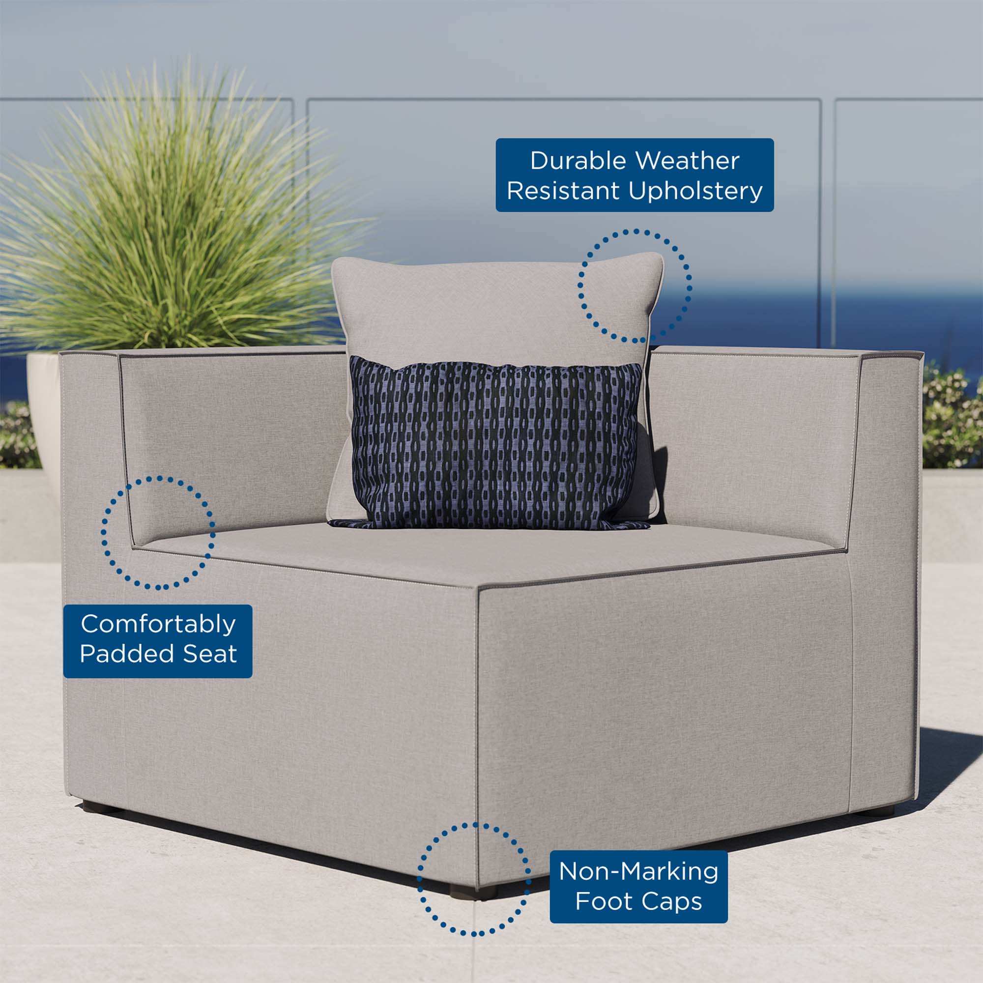 Saybrook Outdoor Patio Upholstered Sectional Sofa Corner Chair by Modway - Best Buy Furniture