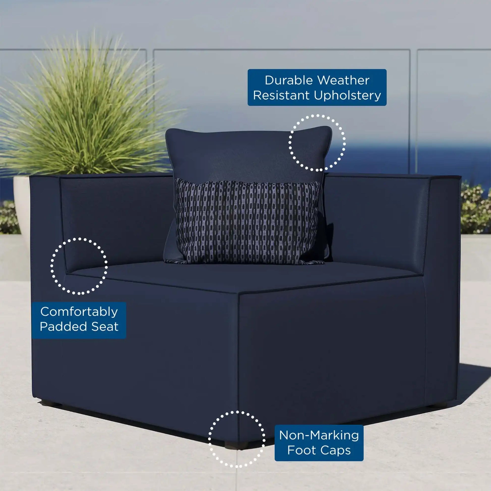 Saybrook Outdoor Patio Upholstered Sectional Sofa Corner Chair by Modway - Best Buy Furniture