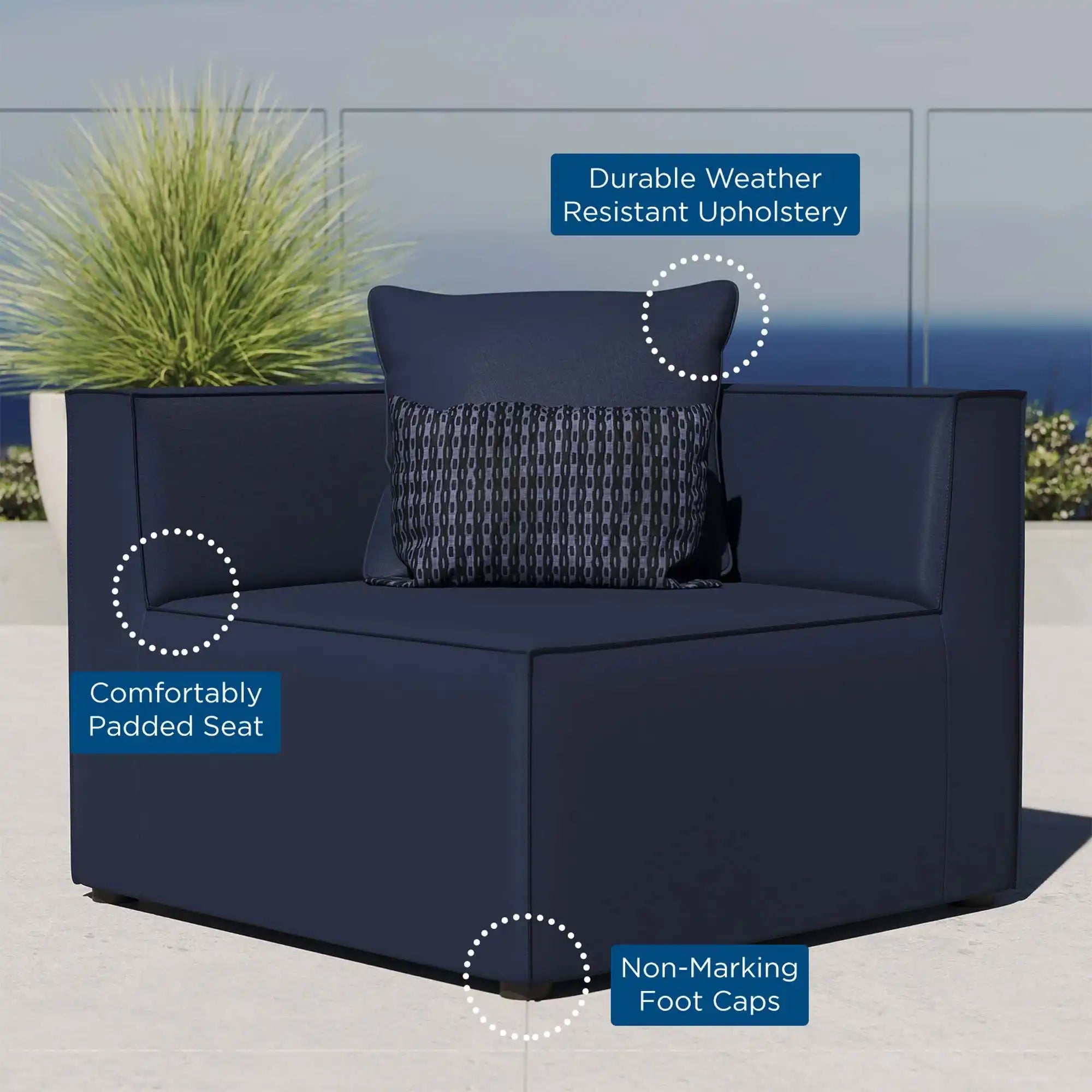 Saybrook Outdoor Patio Upholstered Sectional Sofa Corner Chair by Modway - Best Buy Furniture