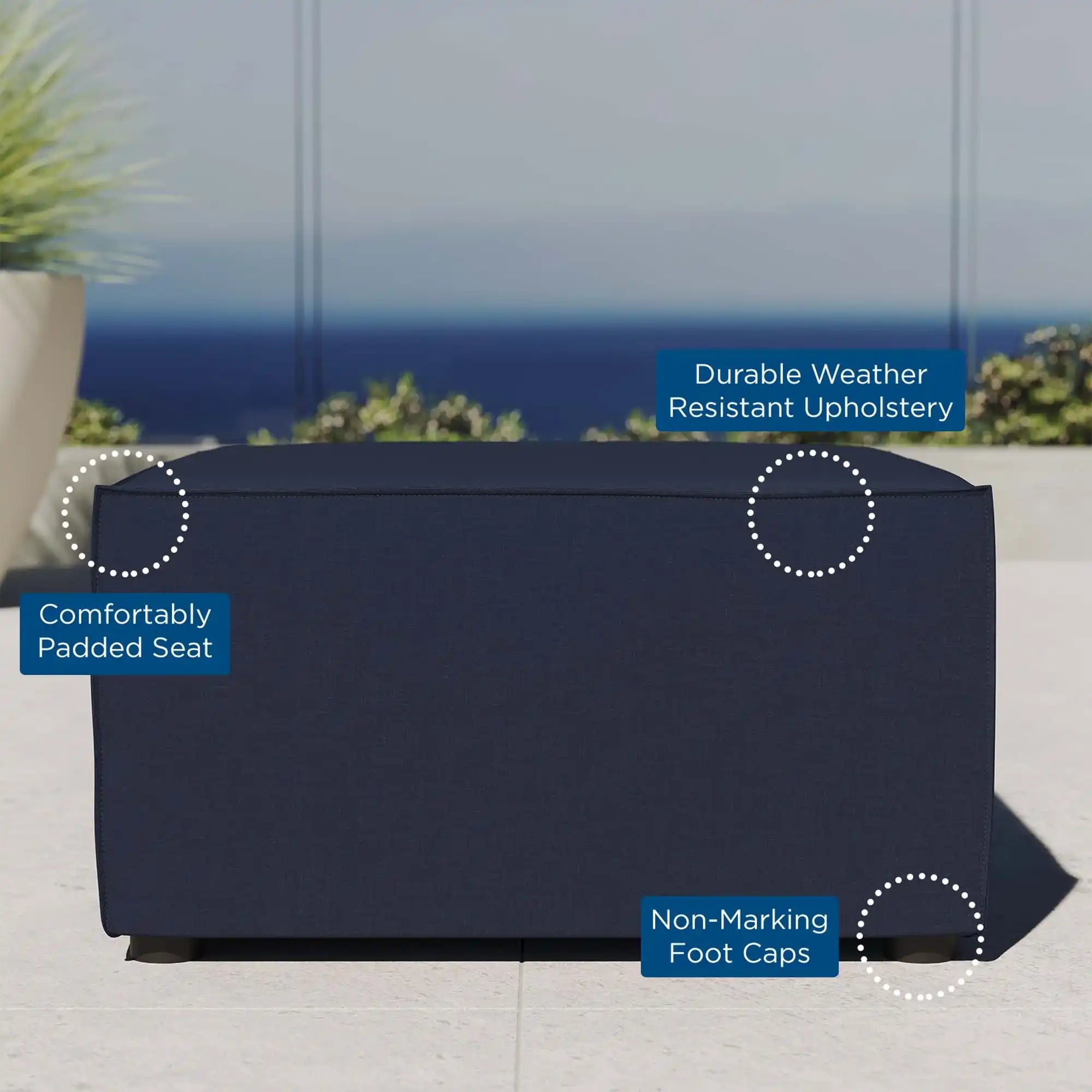 Saybrook Outdoor Patio Upholstered Sectional Sofa Ottoman by Modway - Best Buy Furniture