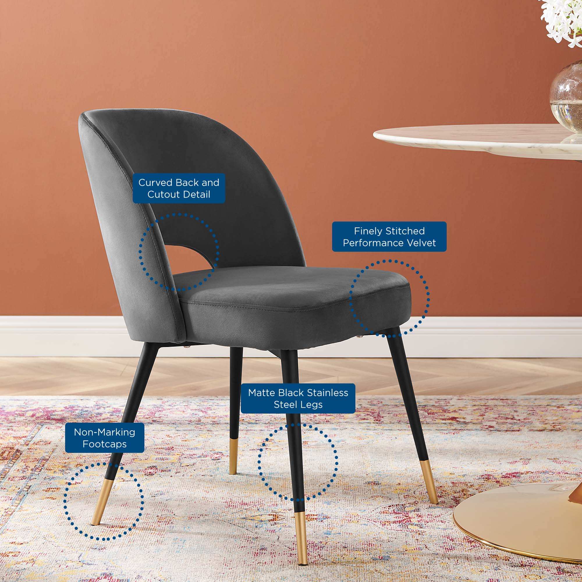 Rouse Performance Velvet Dining Side Chair by Modway - Best Buy Furniture