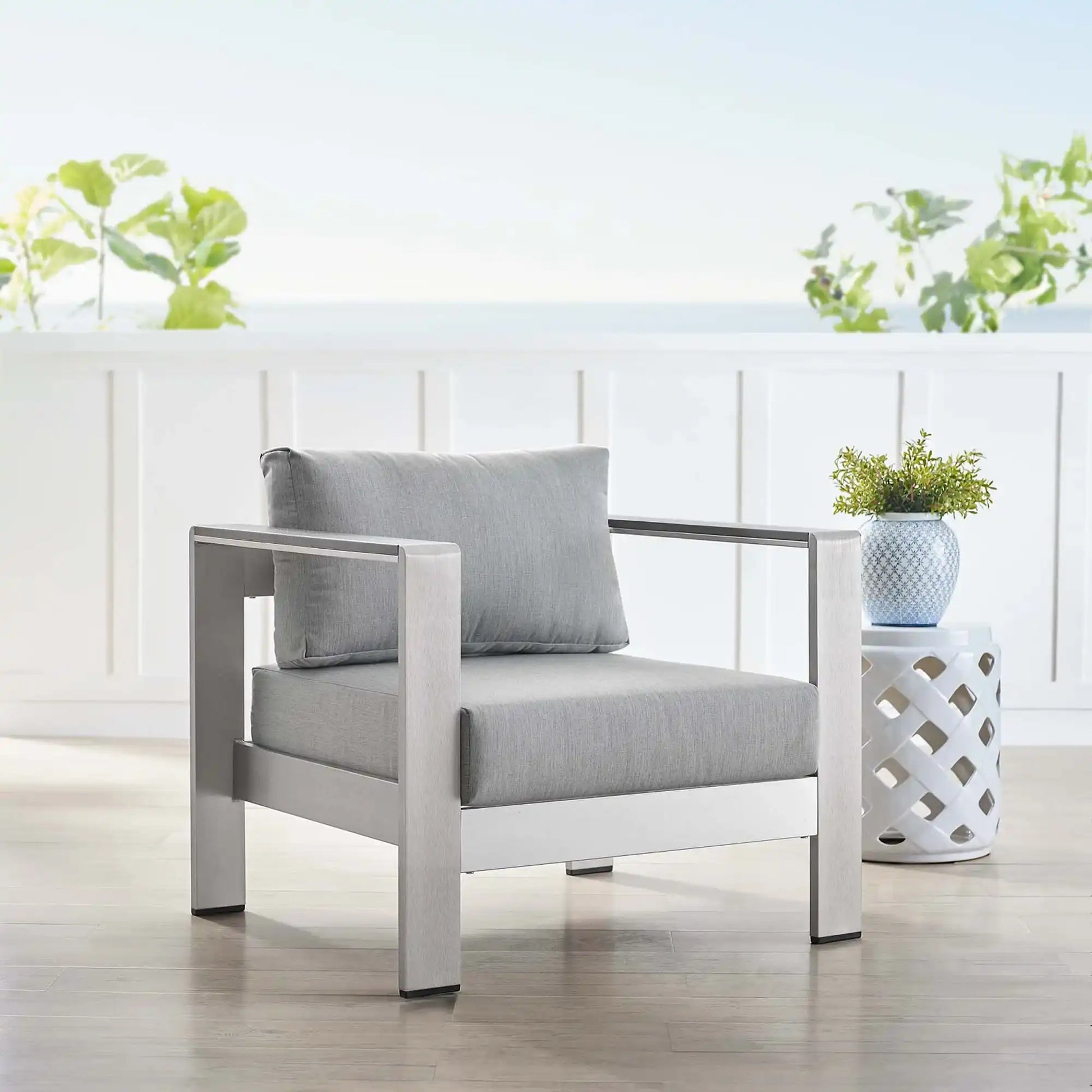Shore Sunbrella� Fabric Aluminum Outdoor Patio Armchair by Modway - Best Buy Furniture