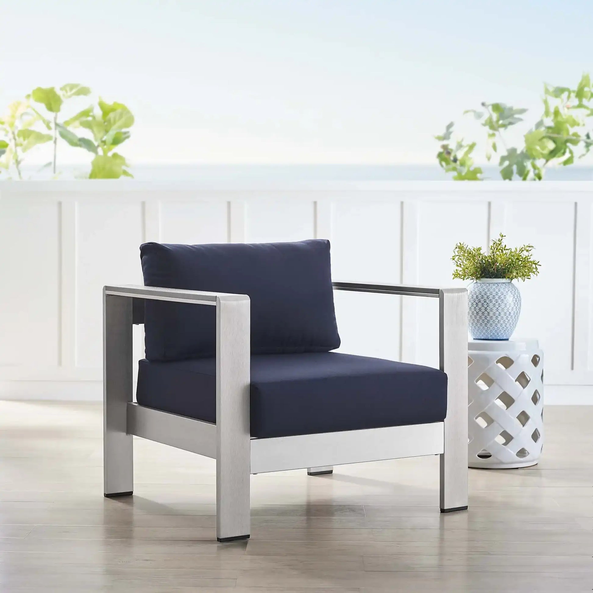 Shore Sunbrella� Fabric Aluminum Outdoor Patio Armchair by Modway - Best Buy Furniture