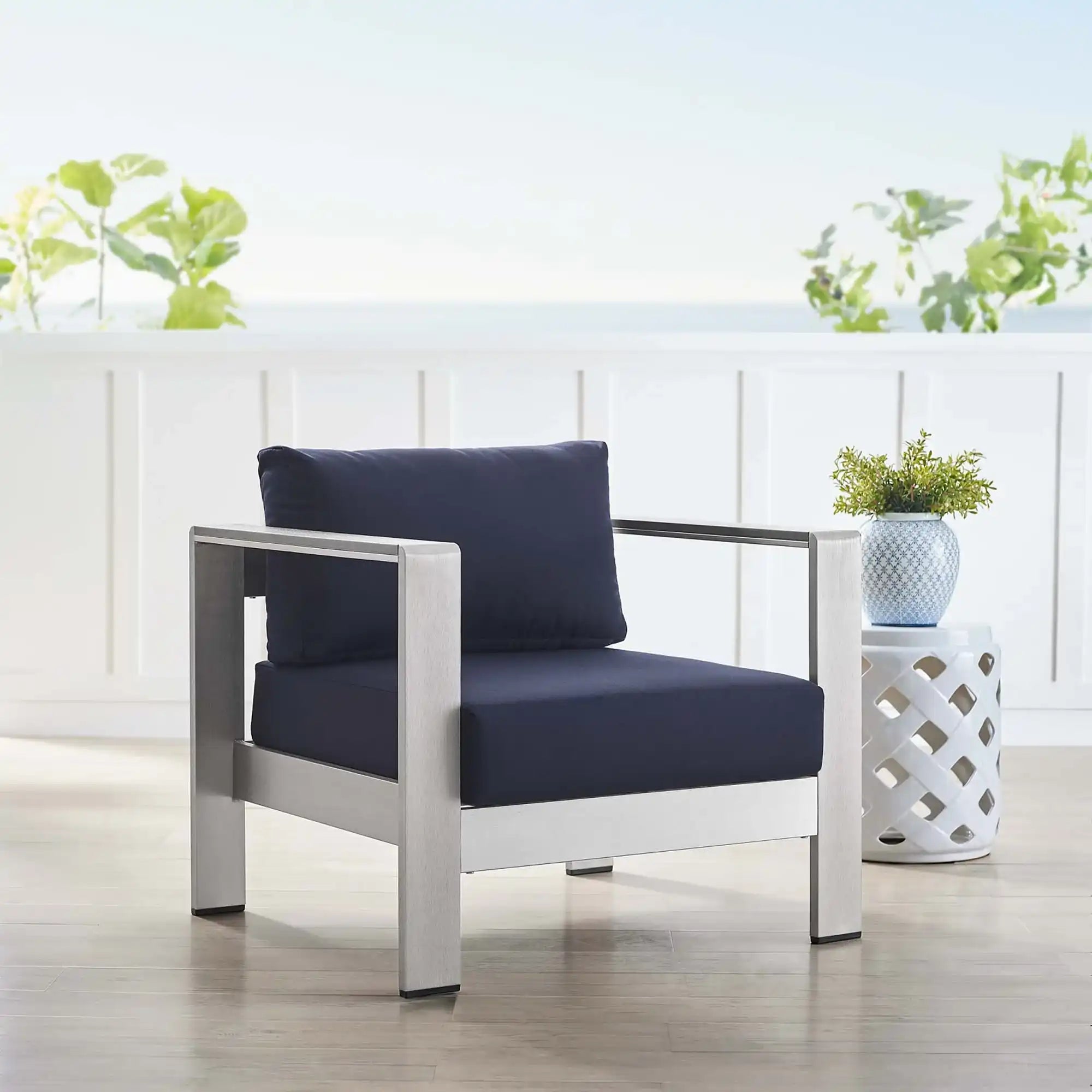 Shore Sunbrella� Fabric Aluminum Outdoor Patio Armchair by Modway - Best Buy Furniture