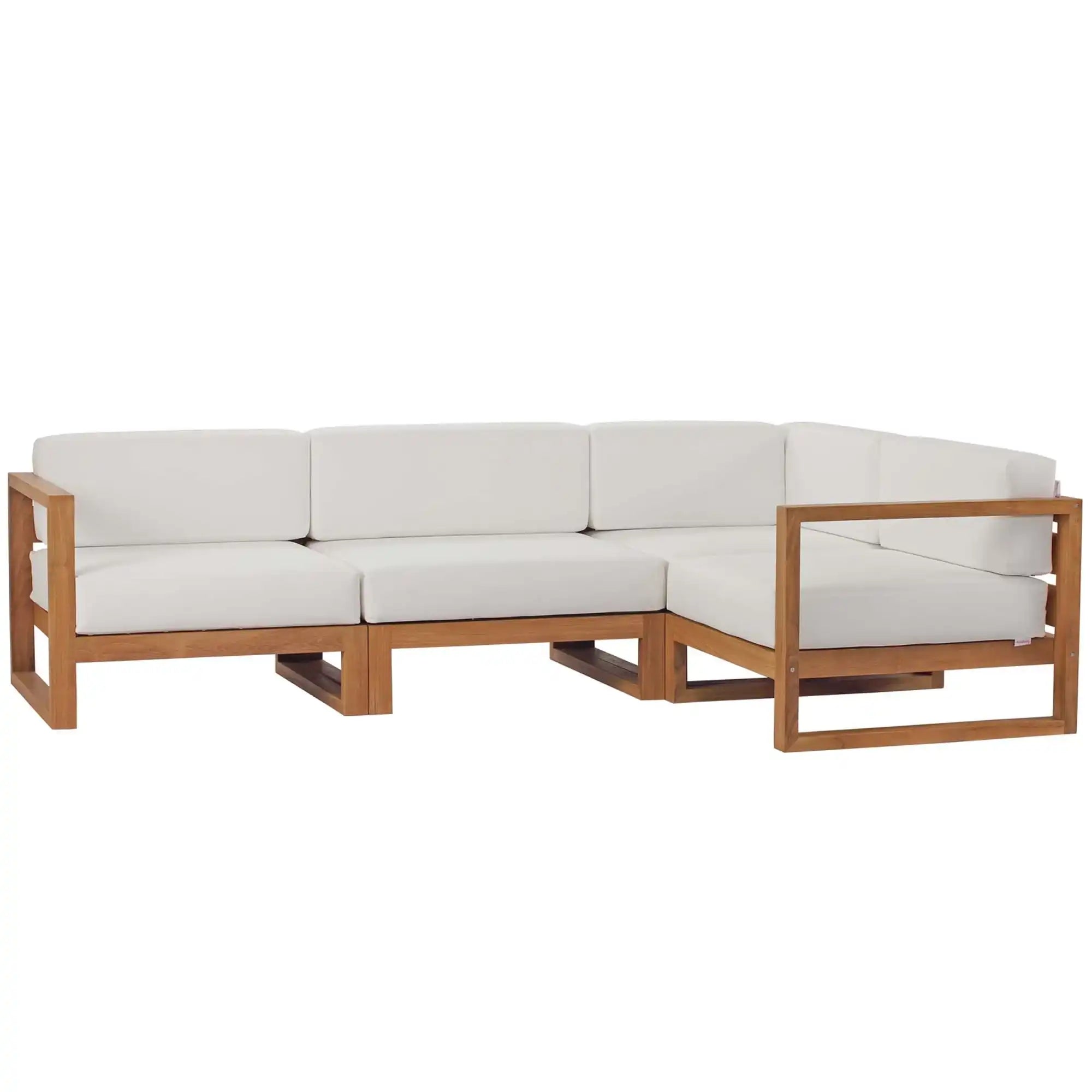 Upland 4-Piece Outdoor Patio Teak Wood Sectional Sofa Set by Modway - Best Buy Furniture