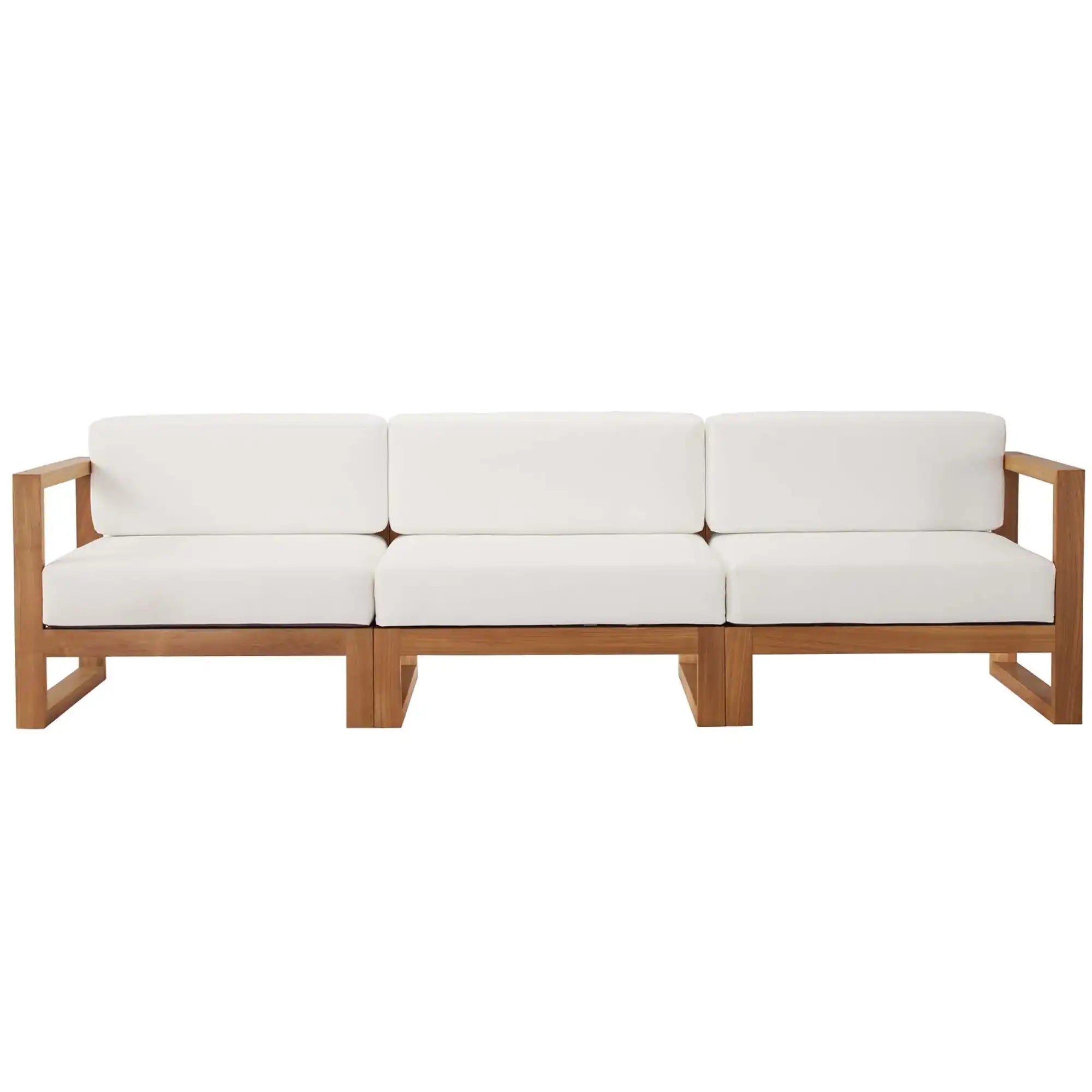 Upland 3-Piece Outdoor Patio Teak Wood Sectional Sofa Set by Modway - Best Buy Furniture