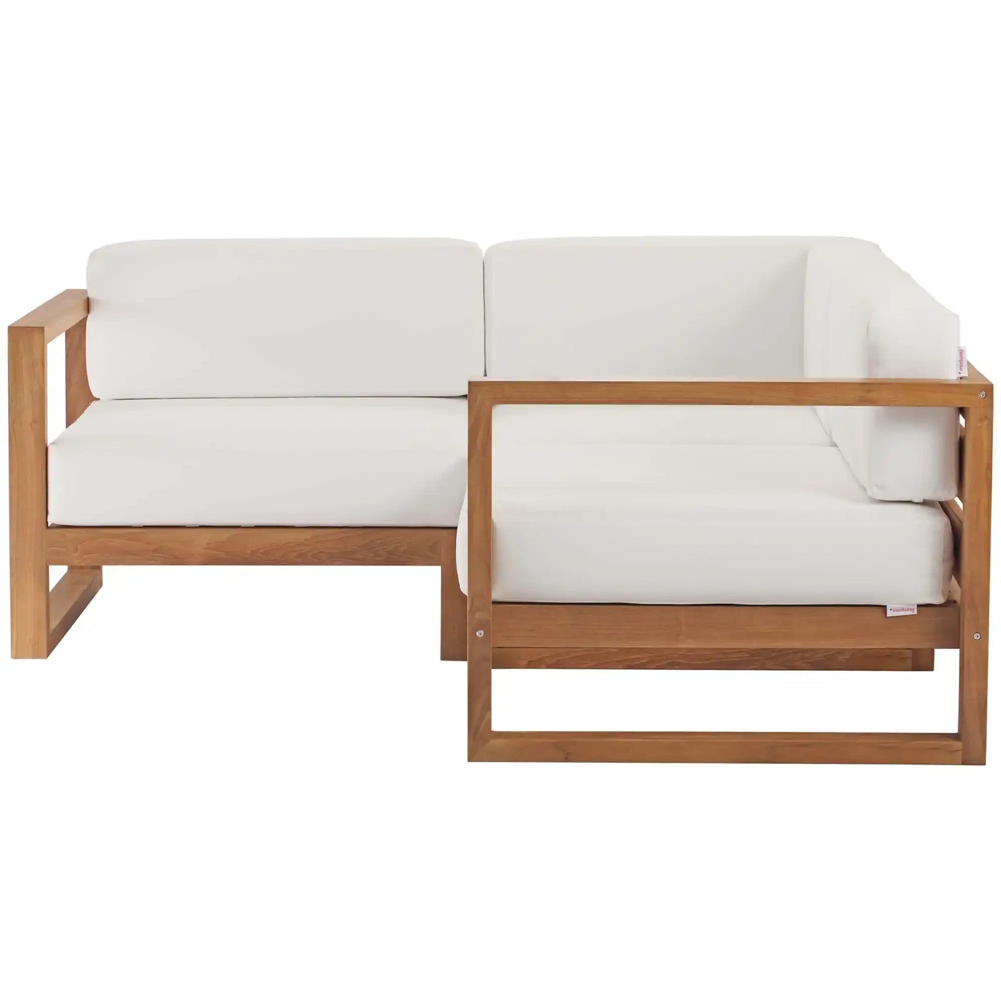 Upland 3-Piece Outdoor Patio Teak Wood Sectional Sofa Set by Modway - Best Buy Furniture